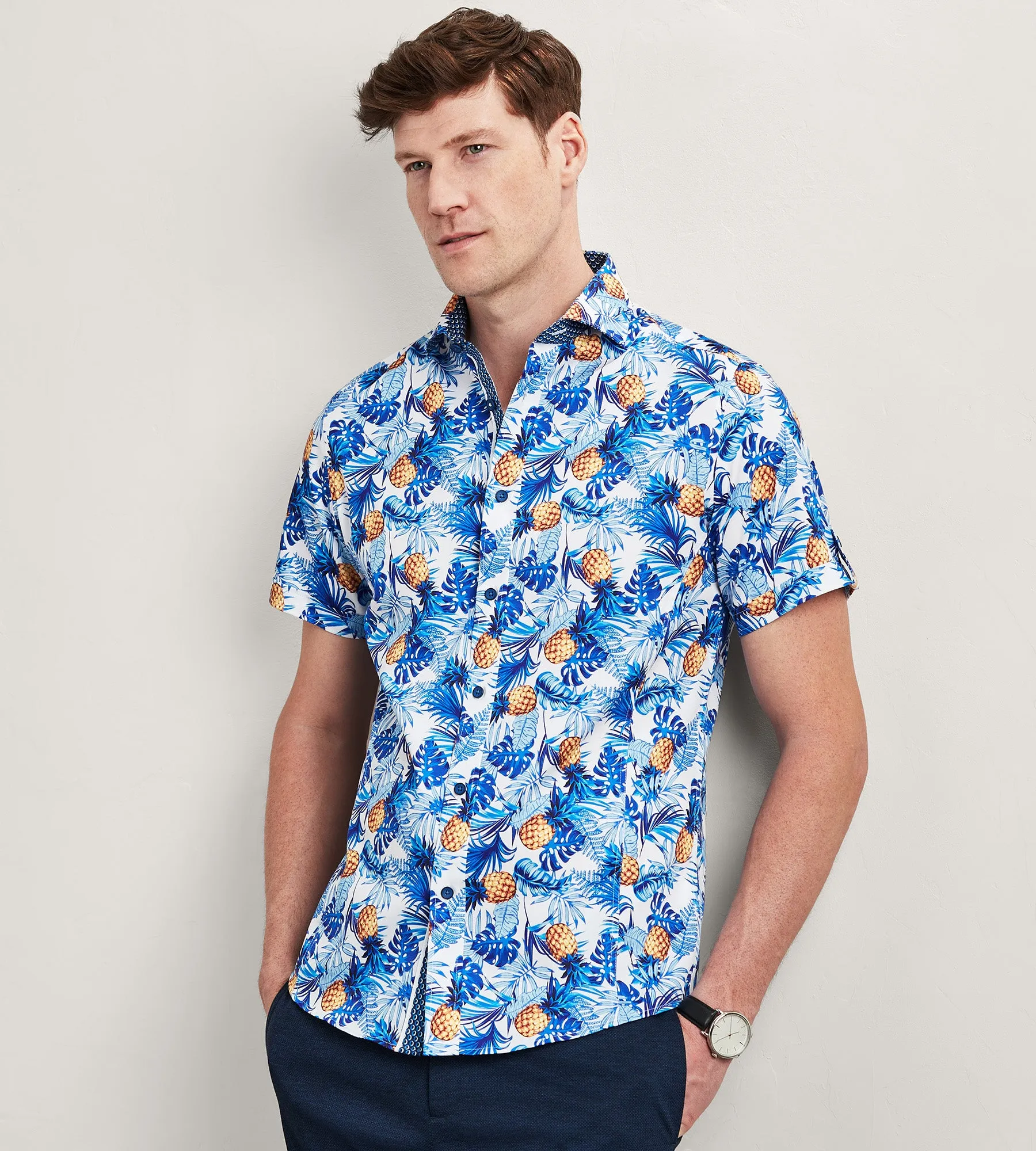 Modern Fit Short Sleeve Tropical Pattern Casual Shirt sold by Tip Top