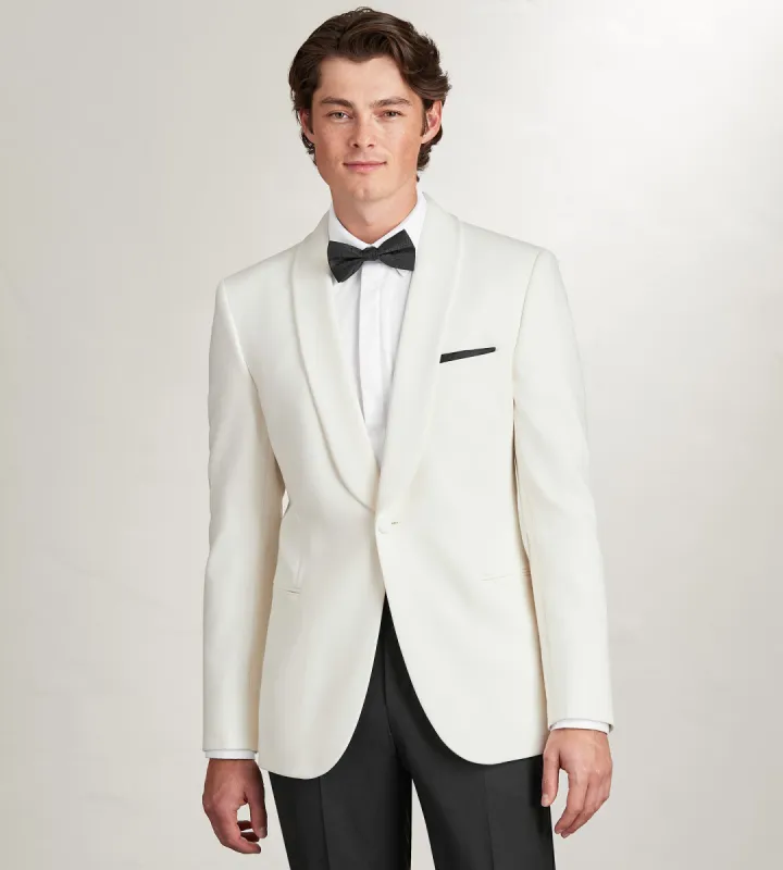 Modern Fit Ivory Solid Tuxedo Jacket sold by Tip Top