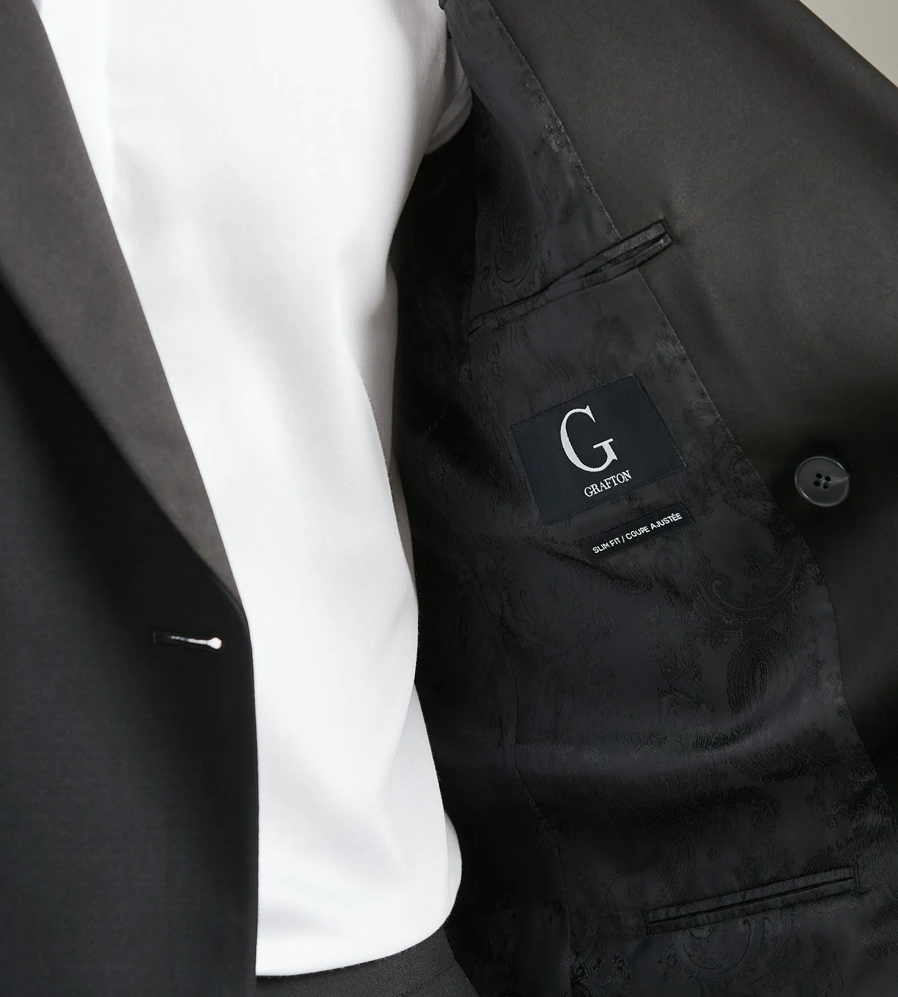 Slim Fit Black Solid Tuxedo Jacket sold by Tip Top product image thumbnail 3