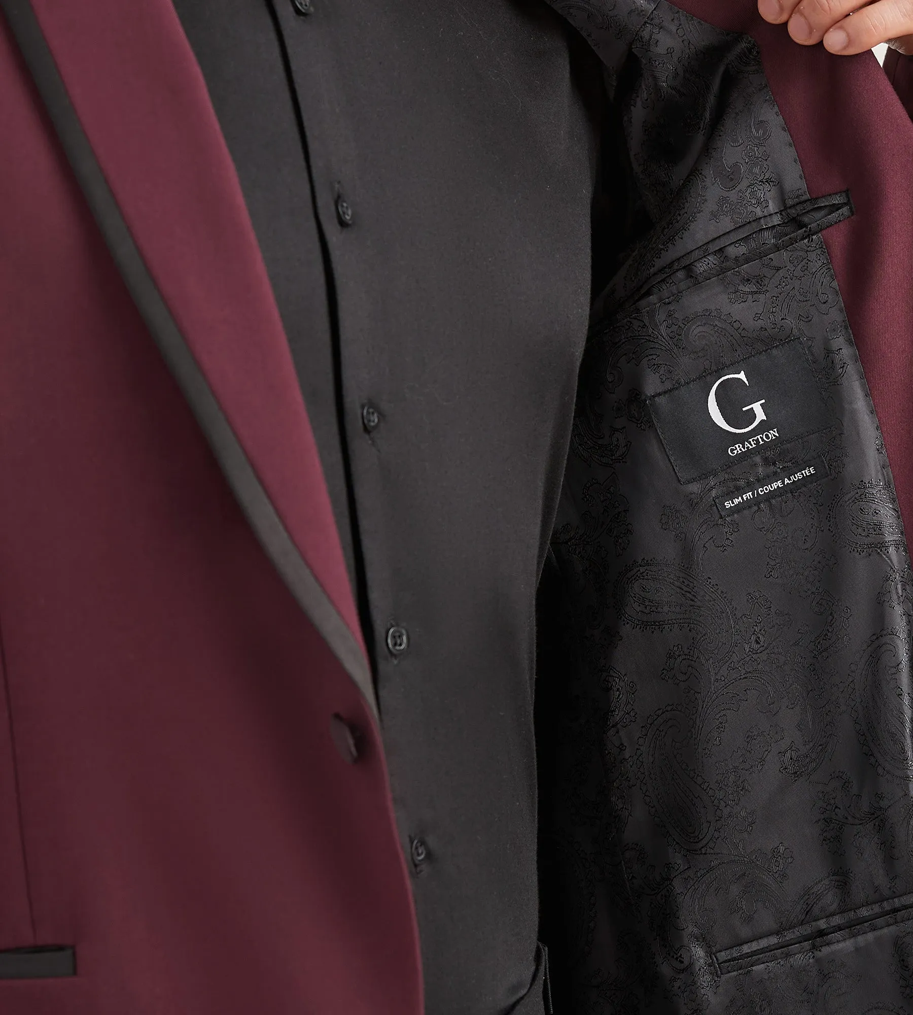 Modern Fit Burgundy Solid Tuxedo Jacket sold by Tip Top product image thumbnail 3