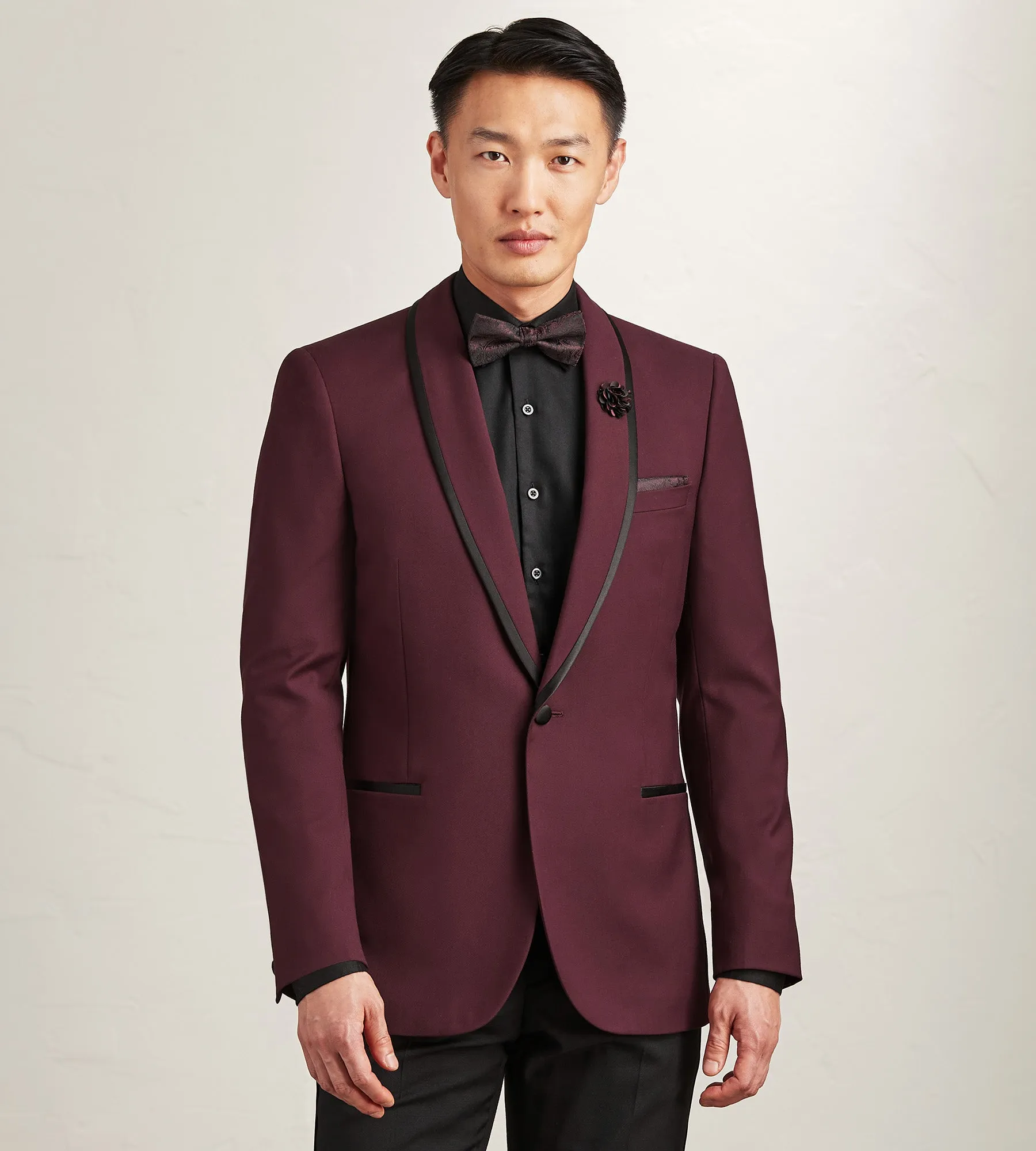 Modern Fit Burgundy Solid Tuxedo Jacket sold by Tip Top
