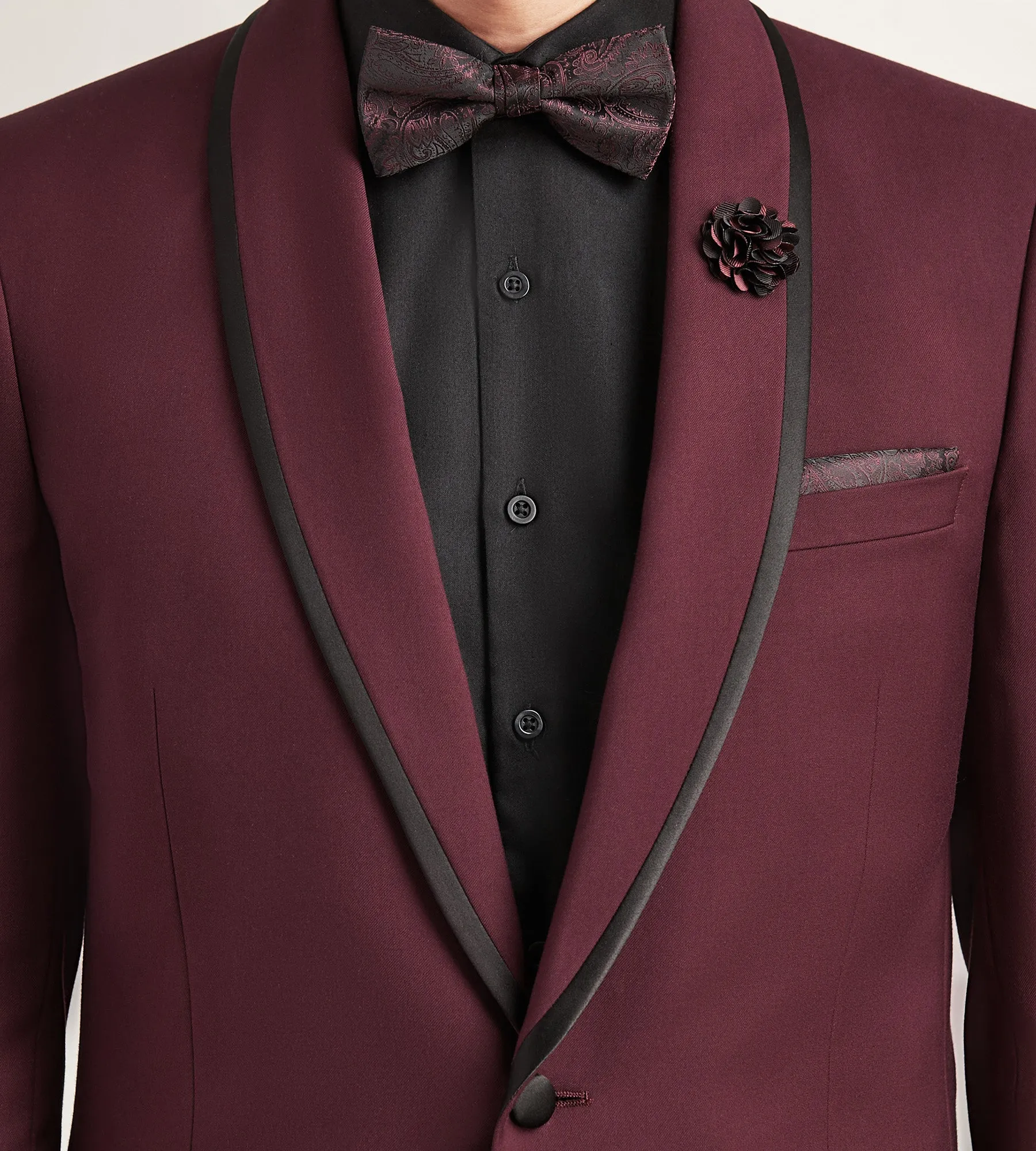 Modern Fit Burgundy Solid Tuxedo Jacket sold by Tip Top product image thumbnail 2