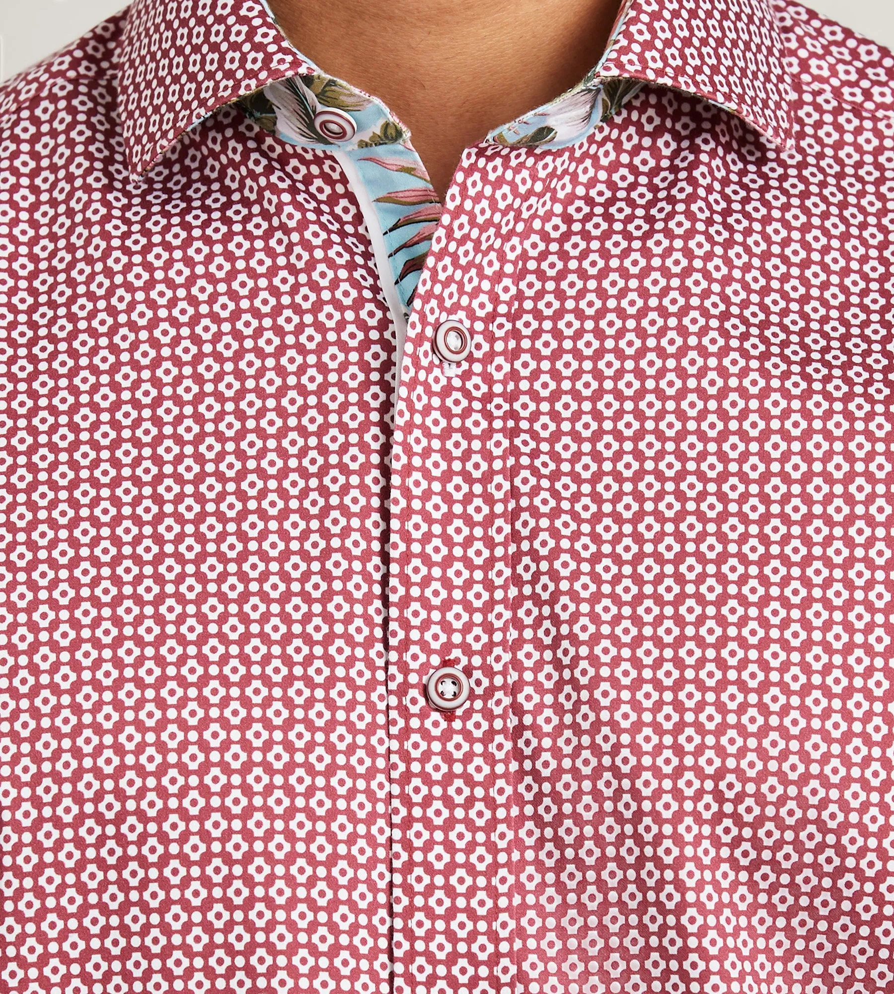 Modern Fit Short Sleeve Geo Pattern Casual Shirt sold by Tip Top product image thumbnail 2
