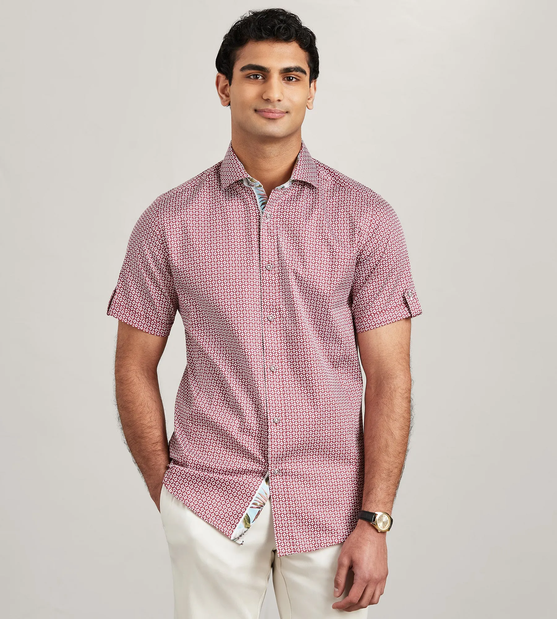 Modern Fit Short Sleeve Geo Pattern Casual Shirt sold by Tip Top