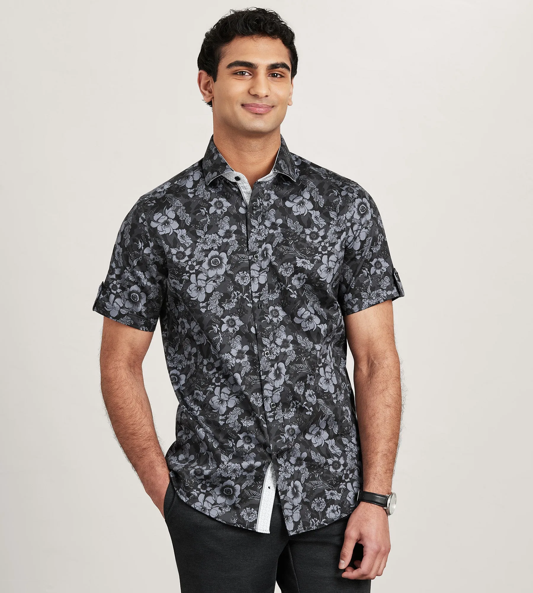 Modern Fit Short Sleeve Floral Pattern Casual Shirt sold by Tip Top