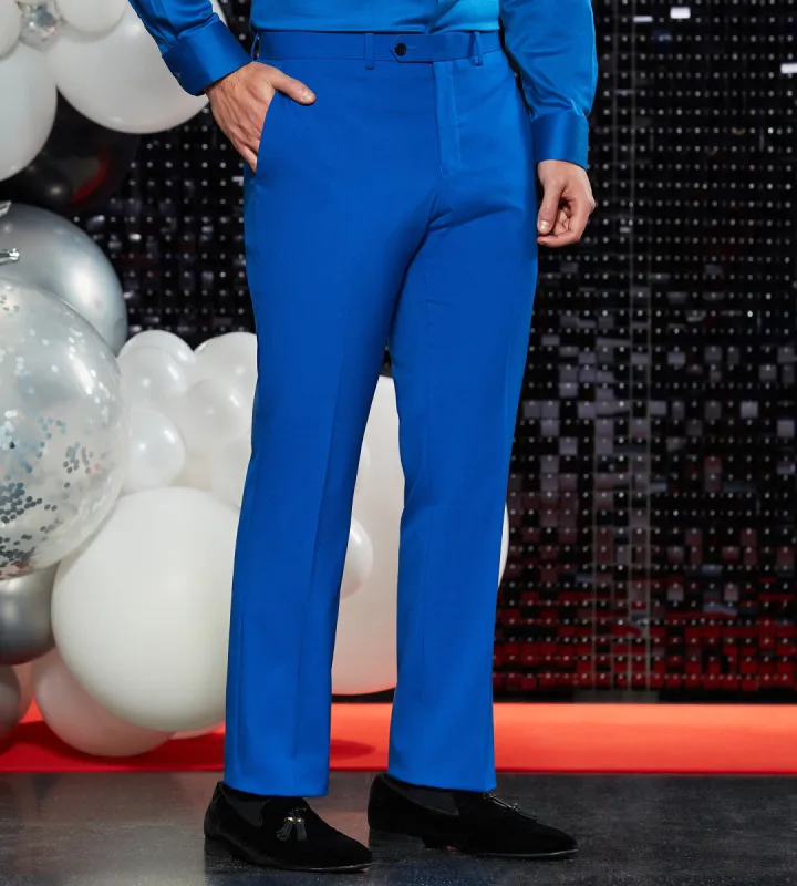 Slim Fit Bright Blue Solid Suit Pants sold by Tip Top