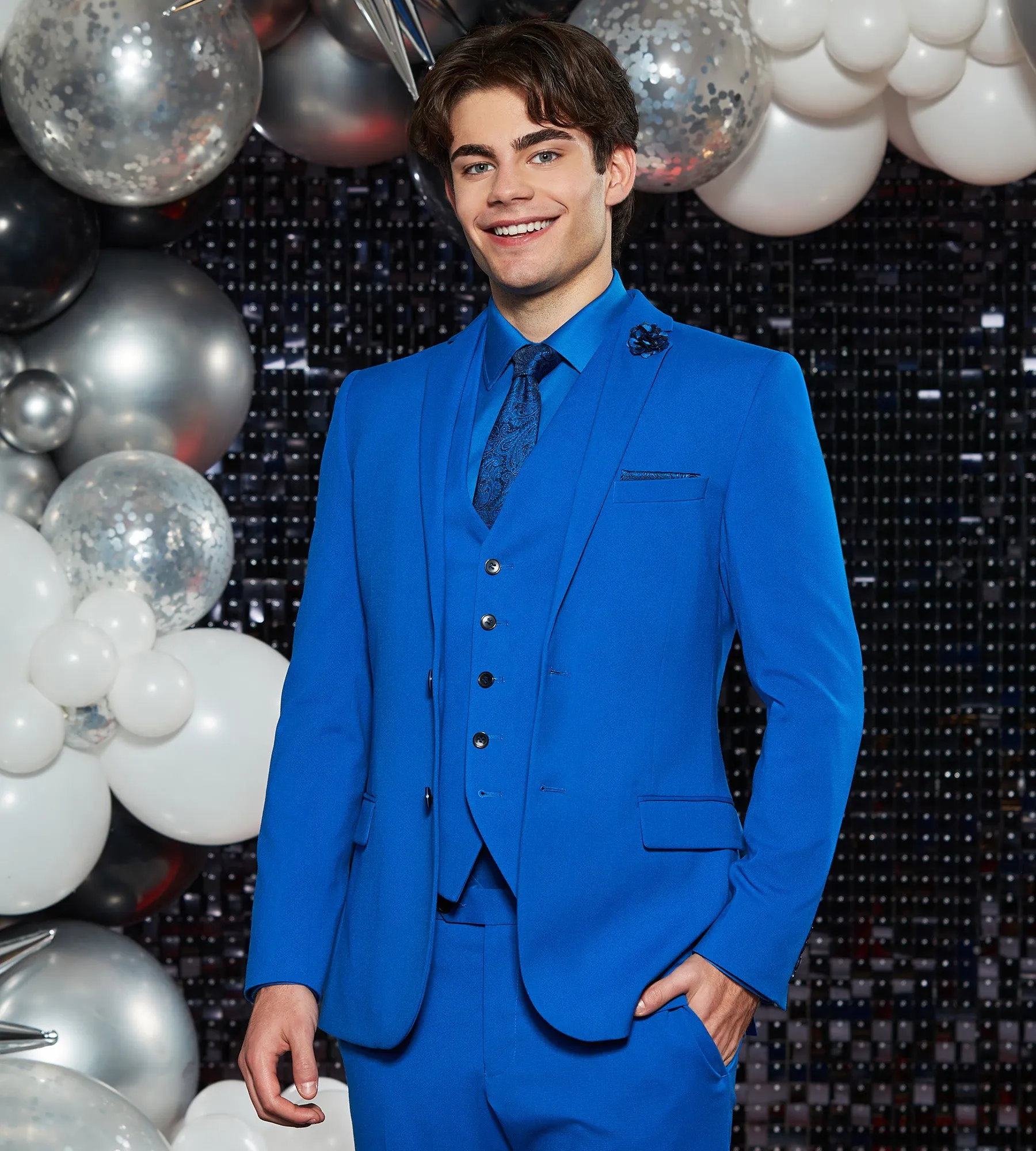 Bright Blue Solid Suit Vest sold by Tip Top product image thumbnail 4