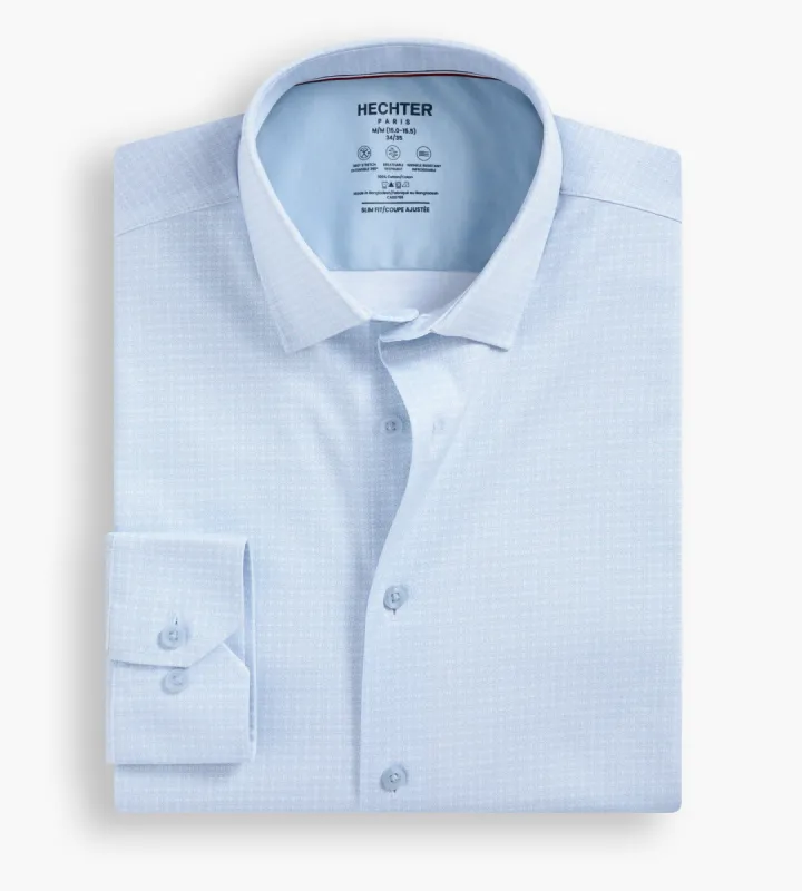 Slim Fit 360° Stretch Soft Touch Geo Print Jersey Dress Shirt sold by Tip Top