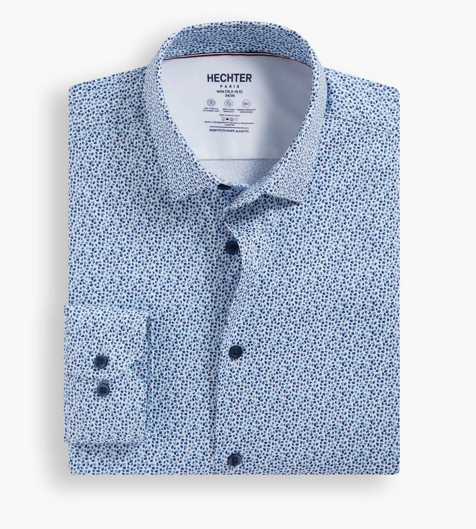 Slim Fit 360° Stretch Soft Touch Leaf Print Jersey Dress Shirt sold by Tip Top