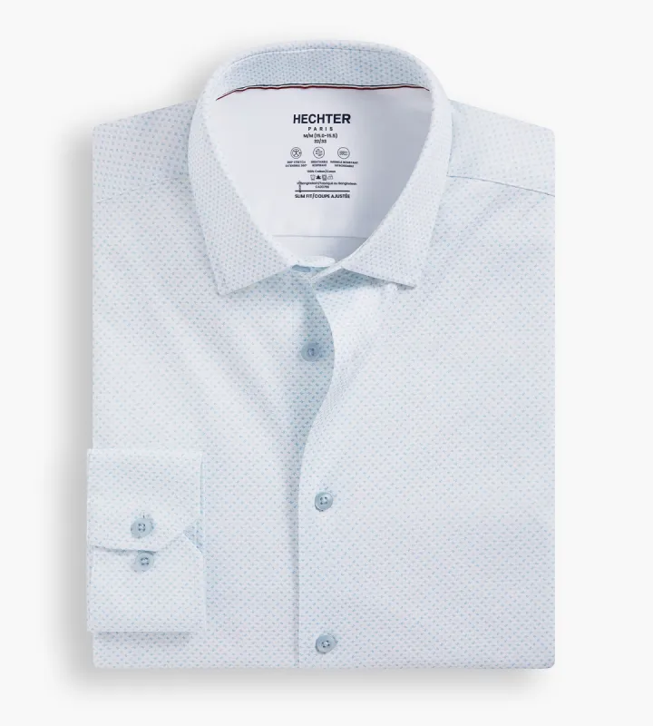 Slim Fit 360° Stretch Soft Touch Geo Print Jersey Dress Shirt sold by Tip Top