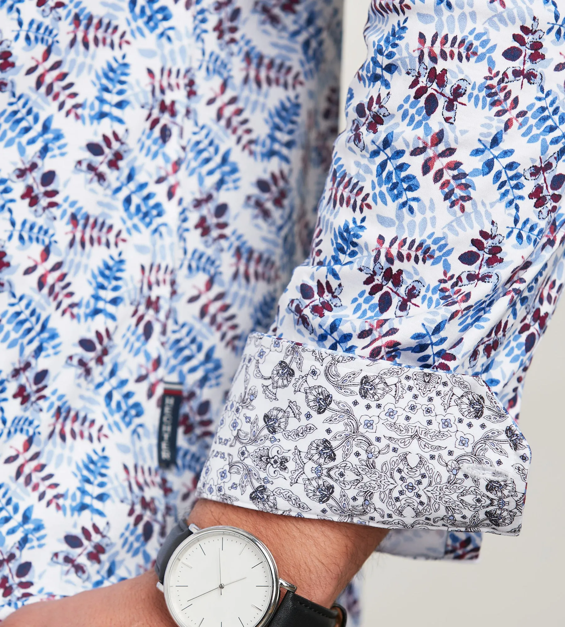 Modern Fit Long Sleeve Botanical Pattern 360 Stretch Casual Shirt sold by Tip Top product image thumbnail 4