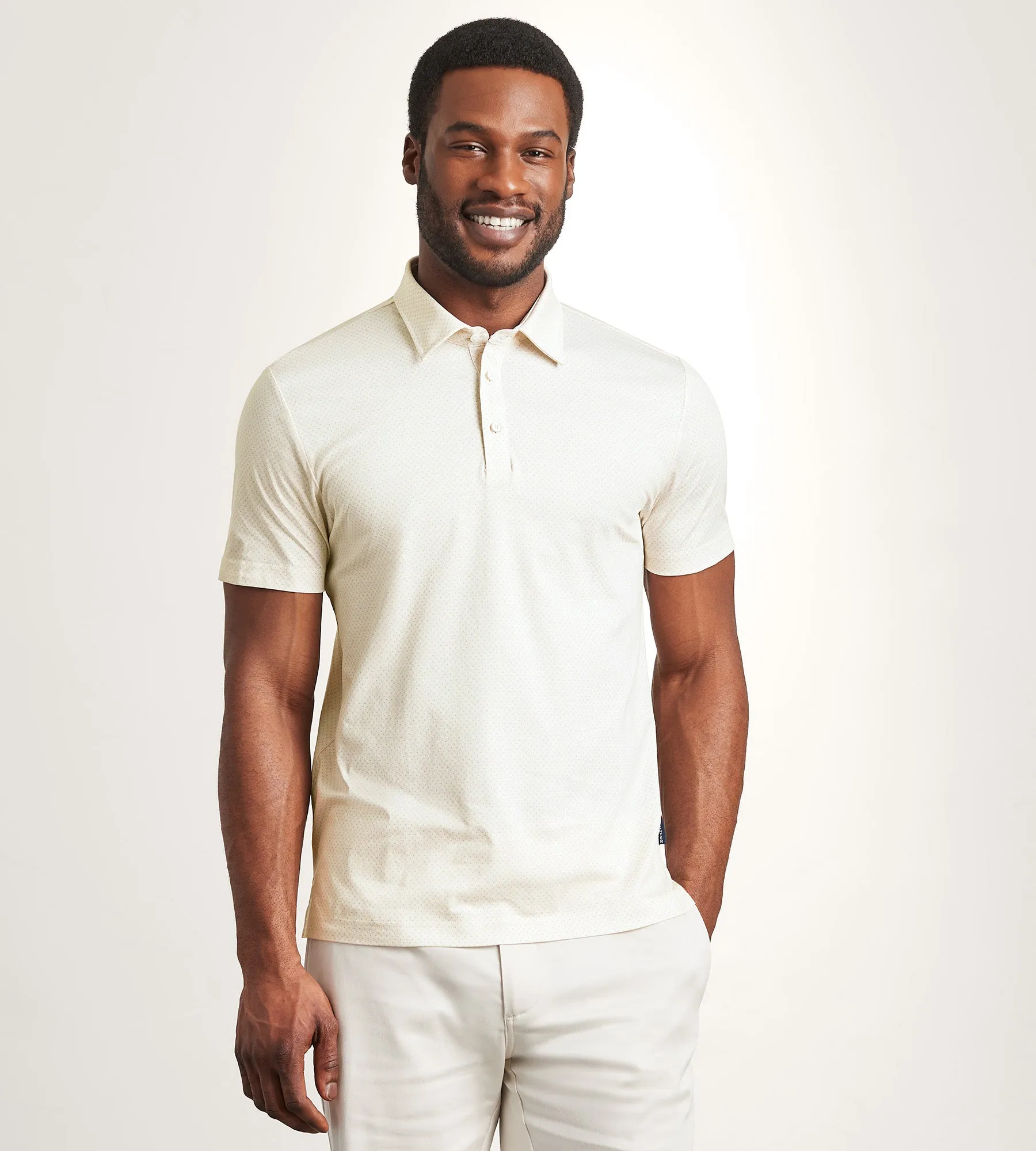 Modern Fit Short Sleeve Geo Pattern Structured Collar Polo sold by Tip Top