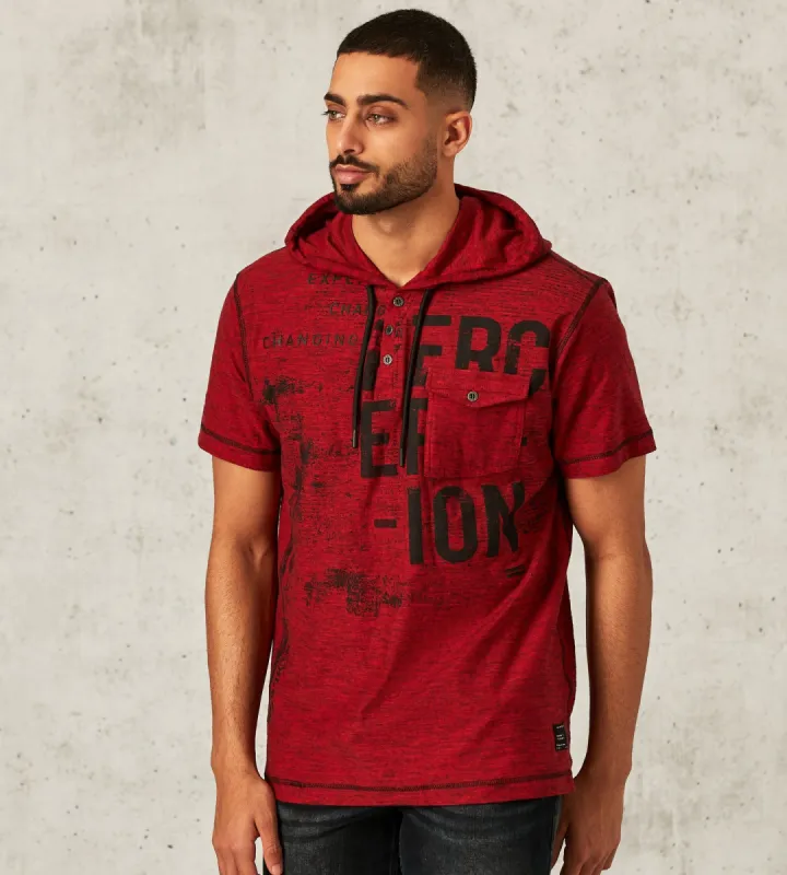 Modern Fit Short Sleeve Henley with Hood sold by Tip Top