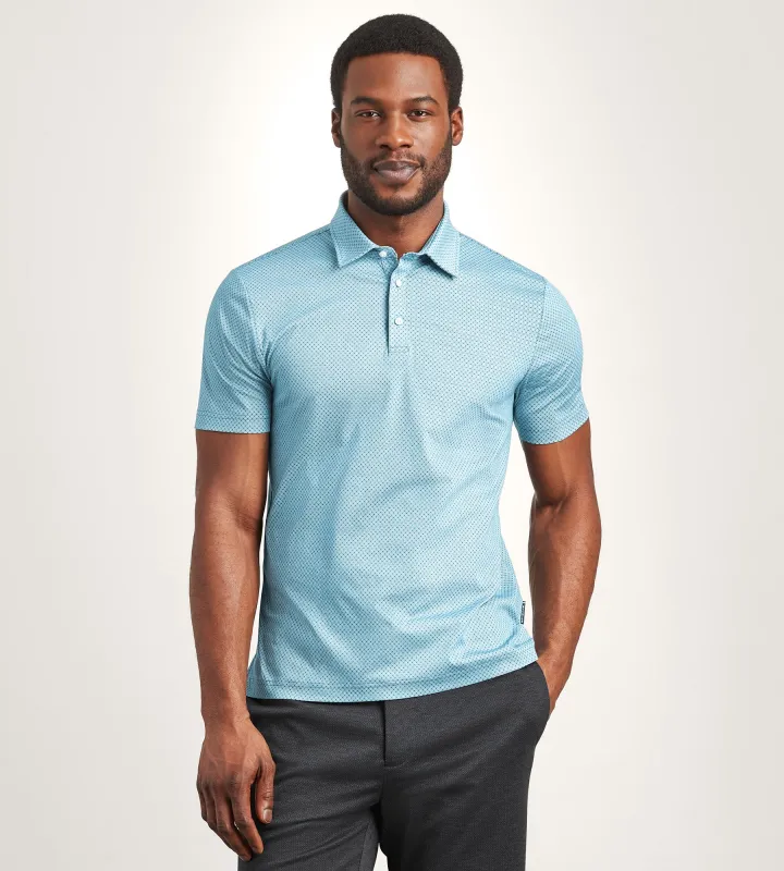 Modern Fit Short Sleeve Geo Pattern Structured Collar Polo sold by Tip Top