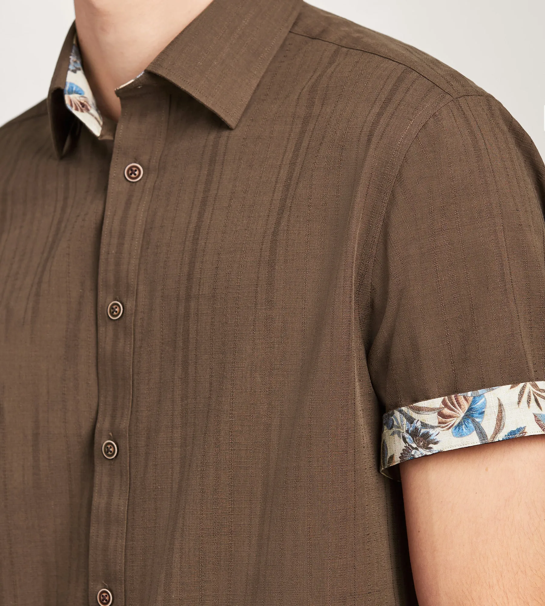 Modern Fit Short Sleeve Linen Like Solid Casual Shirt sold by Tip Top product image thumbnail 3