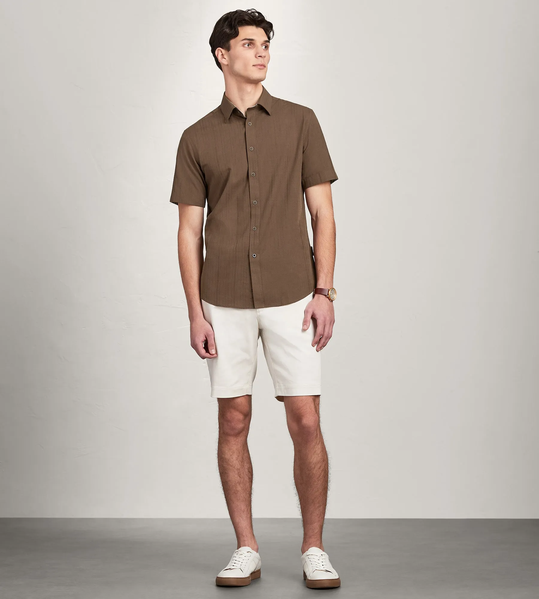 Modern Fit Short Sleeve Linen Like Solid Casual Shirt sold by Tip Top product image thumbnail 4