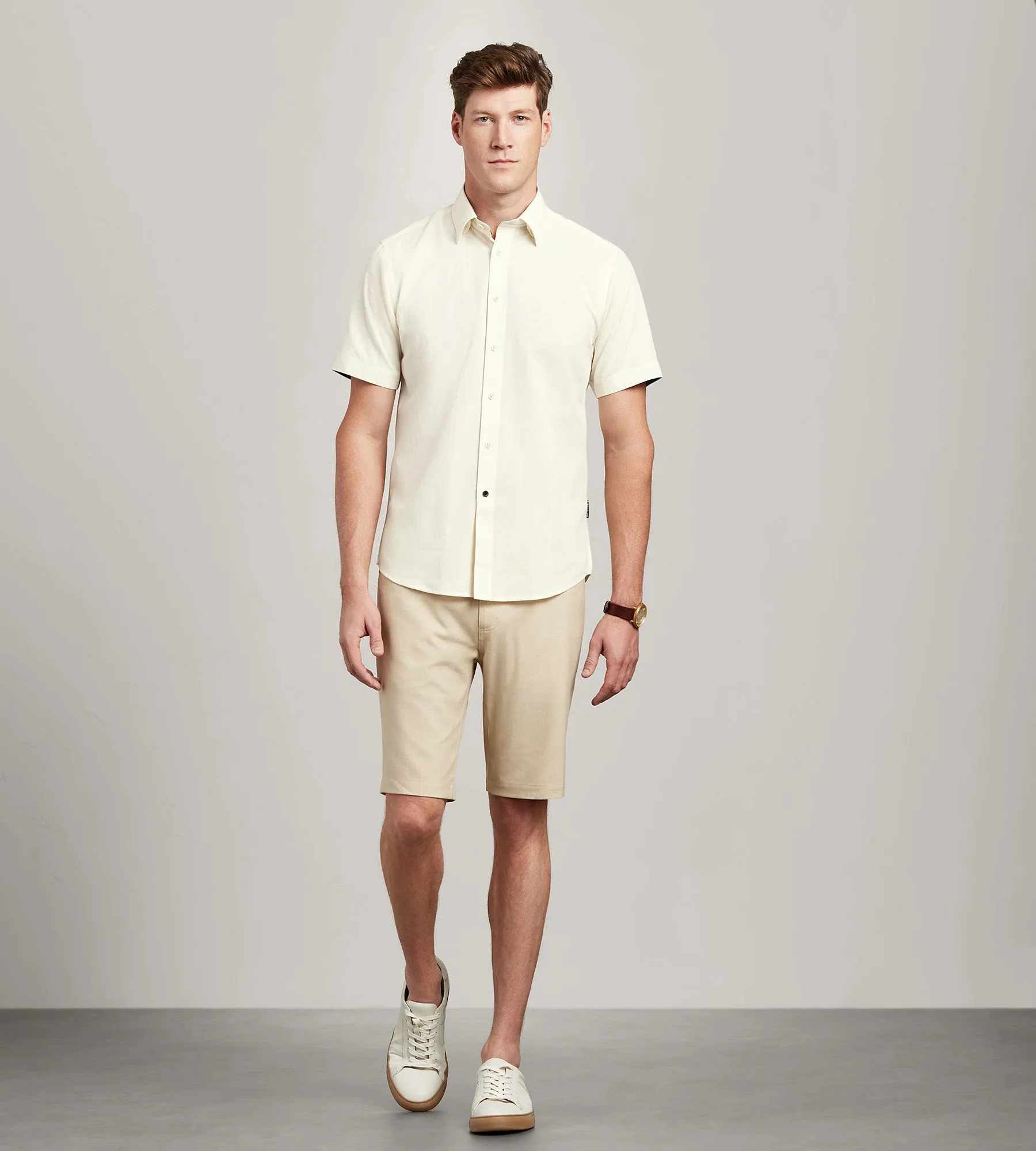 Modern Fit Short Sleeve Linen Like Solid Casual Shirt sold by Tip Top product image thumbnail 4