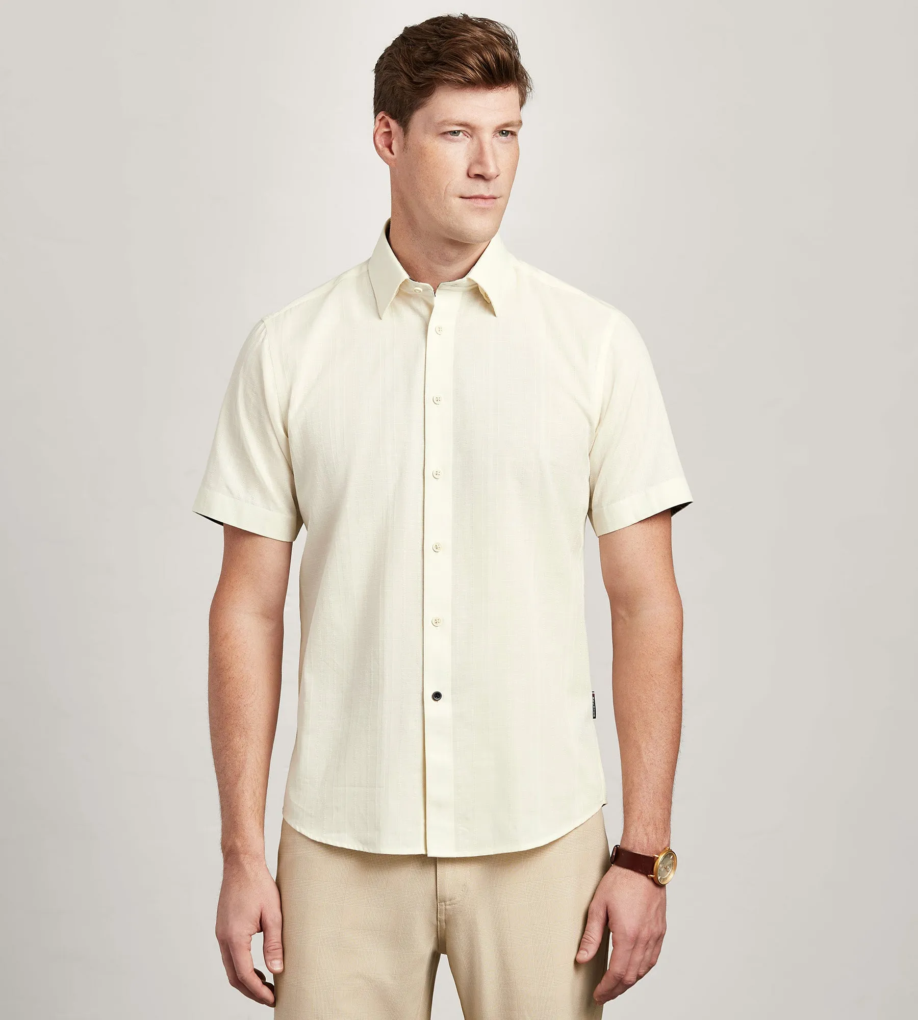 Modern Fit Short Sleeve Linen Like Solid Casual Shirt sold by Tip Top