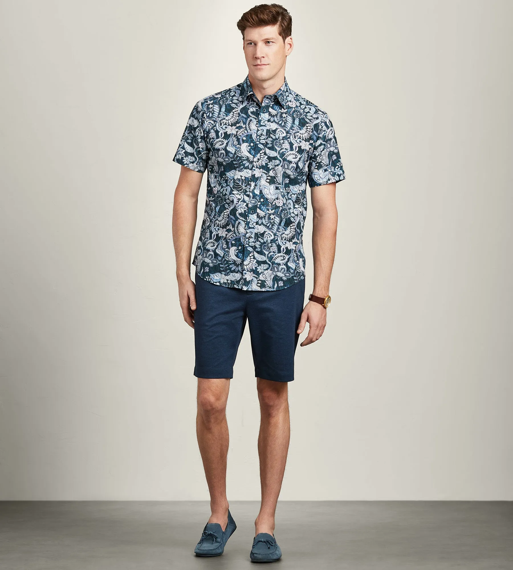 Modern Fit Short Sleeve Linen Like Floral Pattern Casual Shirt sold by Tip Top product image thumbnail 4