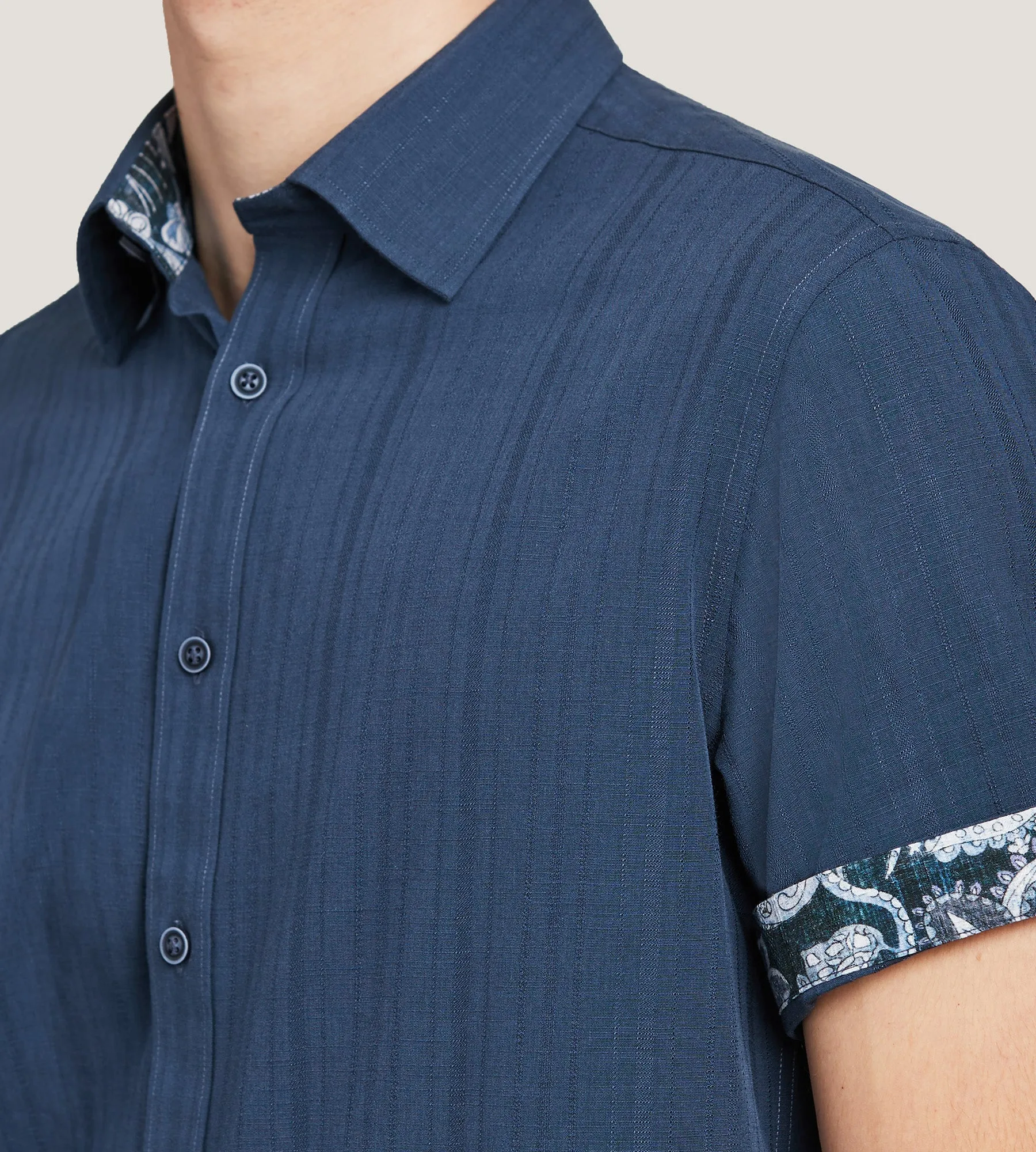 Modern Fit Short Sleeve Linen Like Solid Casual Shirt sold by Tip Top product image thumbnail 3