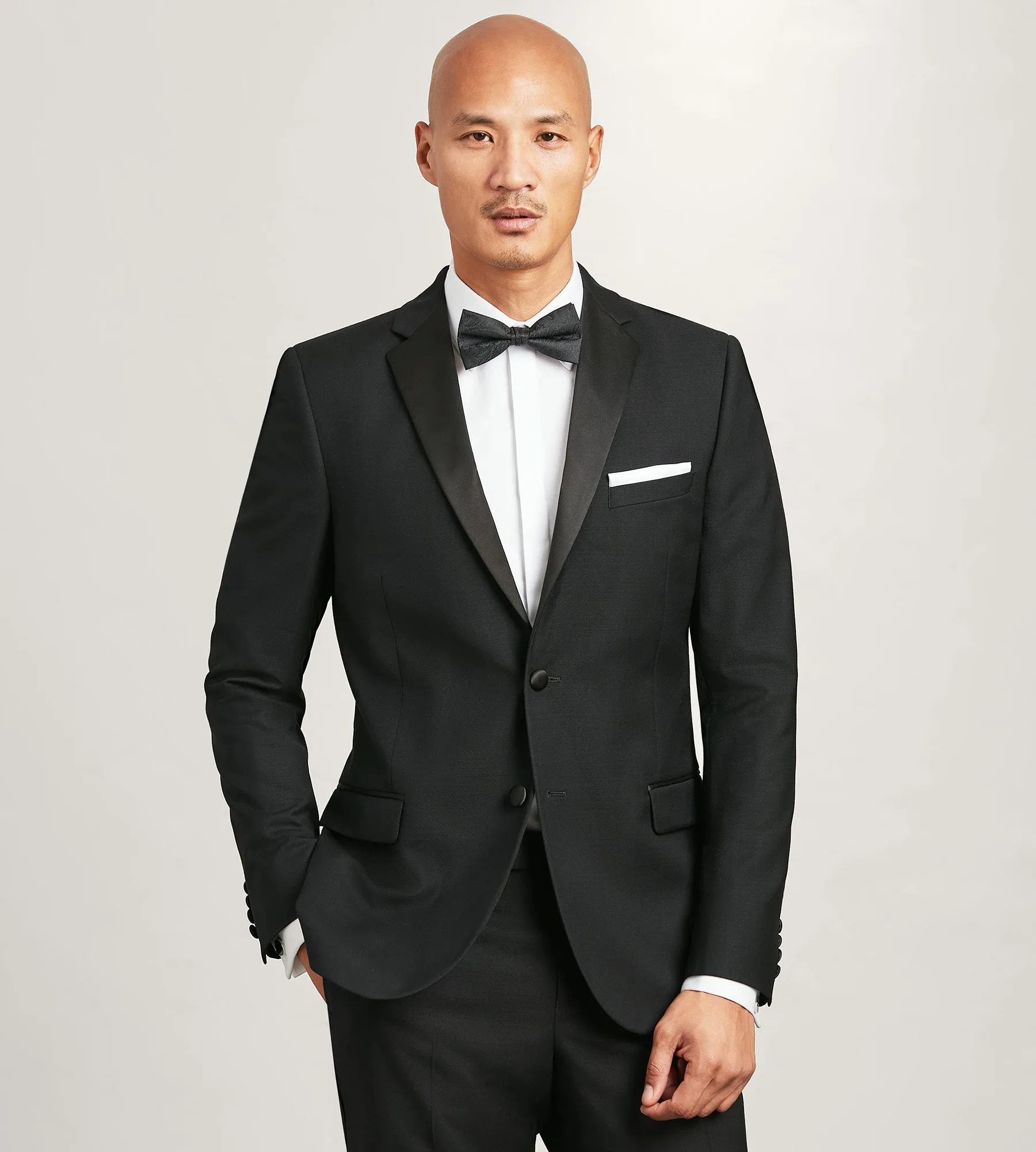 Slim Fit Black Notch Lapel Solid Tuxedo sold by Tip Top