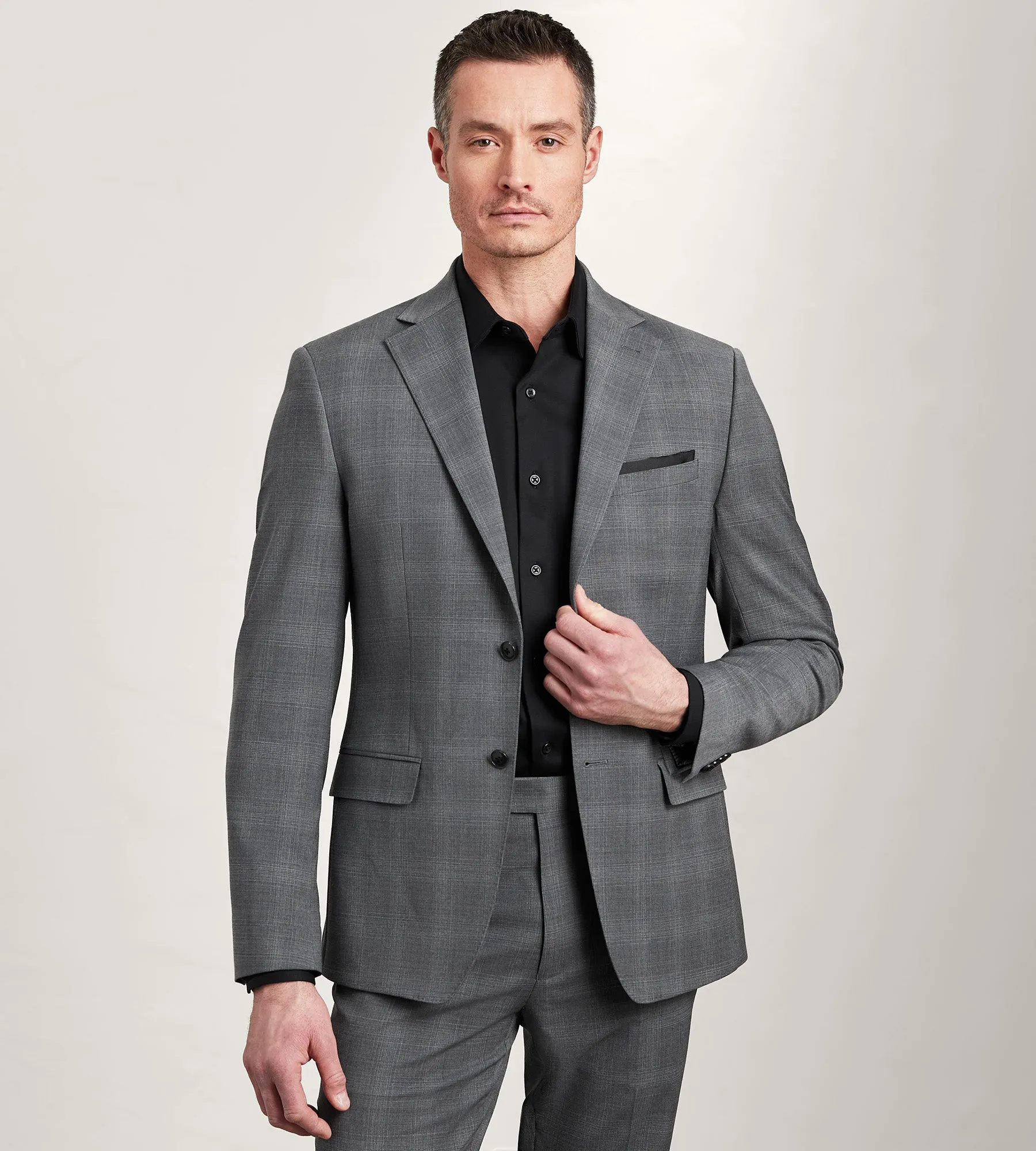 Slim Fit Grey Plaid Suit Jacket sold by Tip Top
