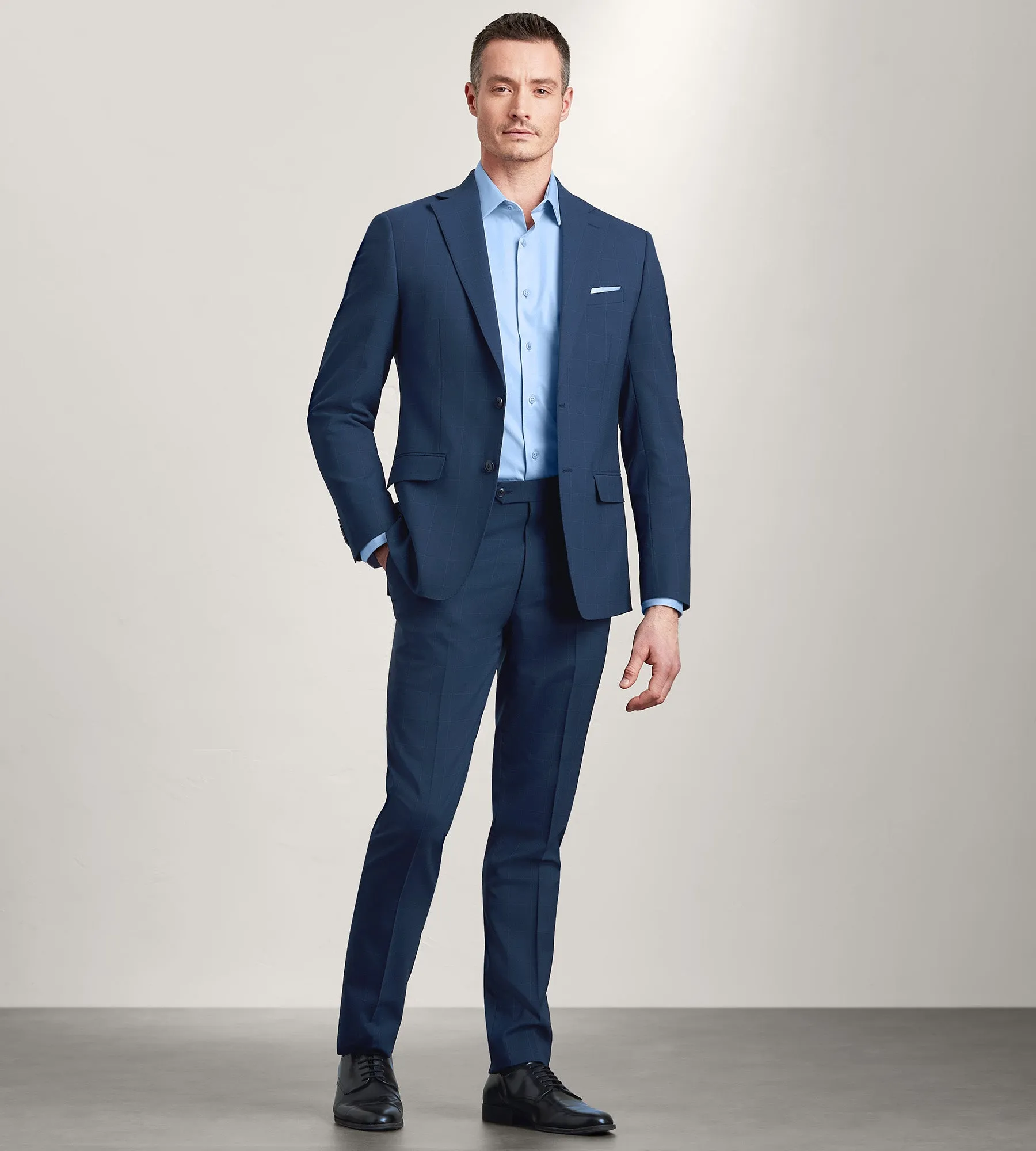 Slim Fit Blue Windowpane Suit Jacket sold by Tip Top product image thumbnail 3