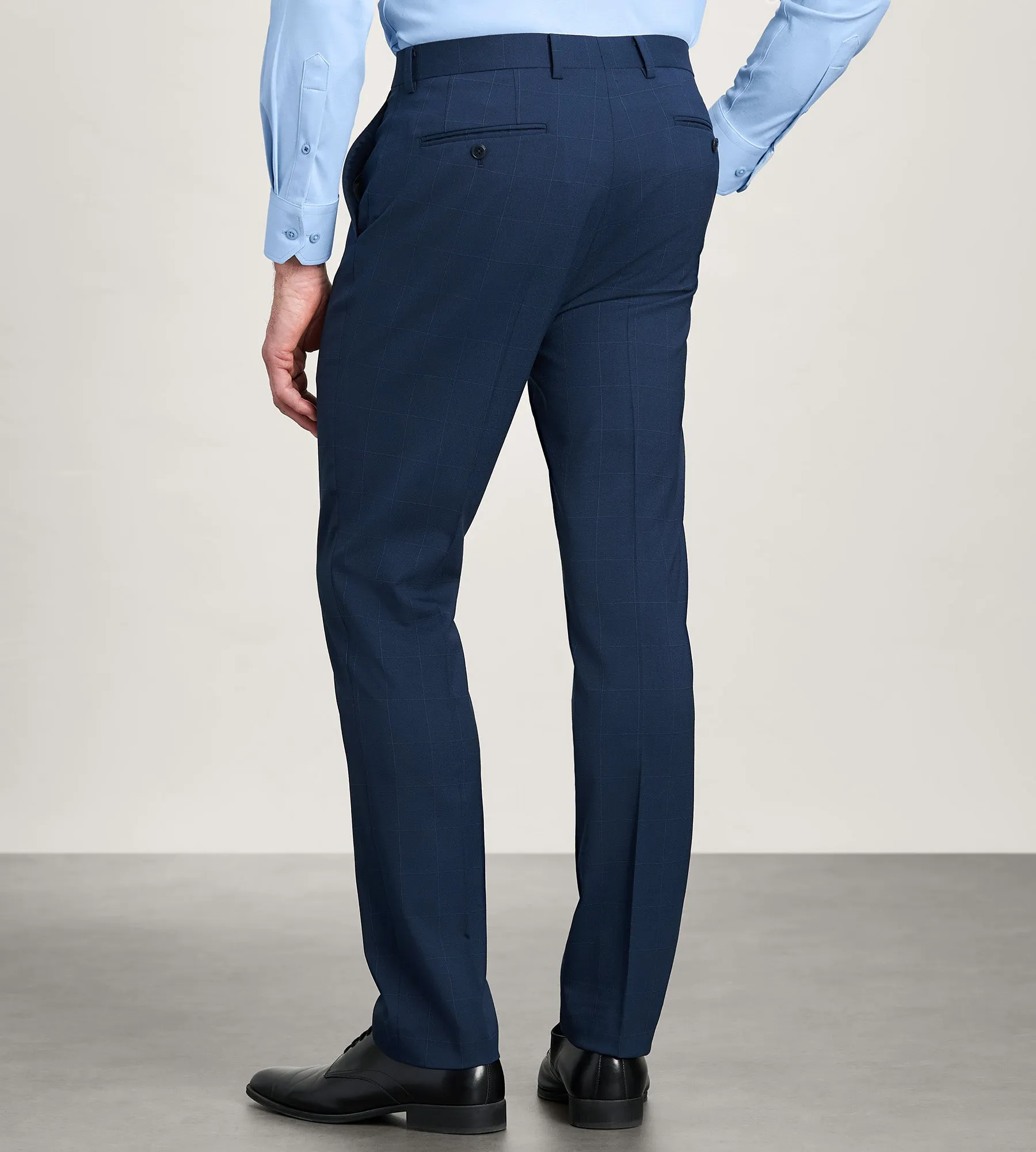 Slim Fit Blue Windowpane Suit Pants sold by Tip Top product image thumbnail 4