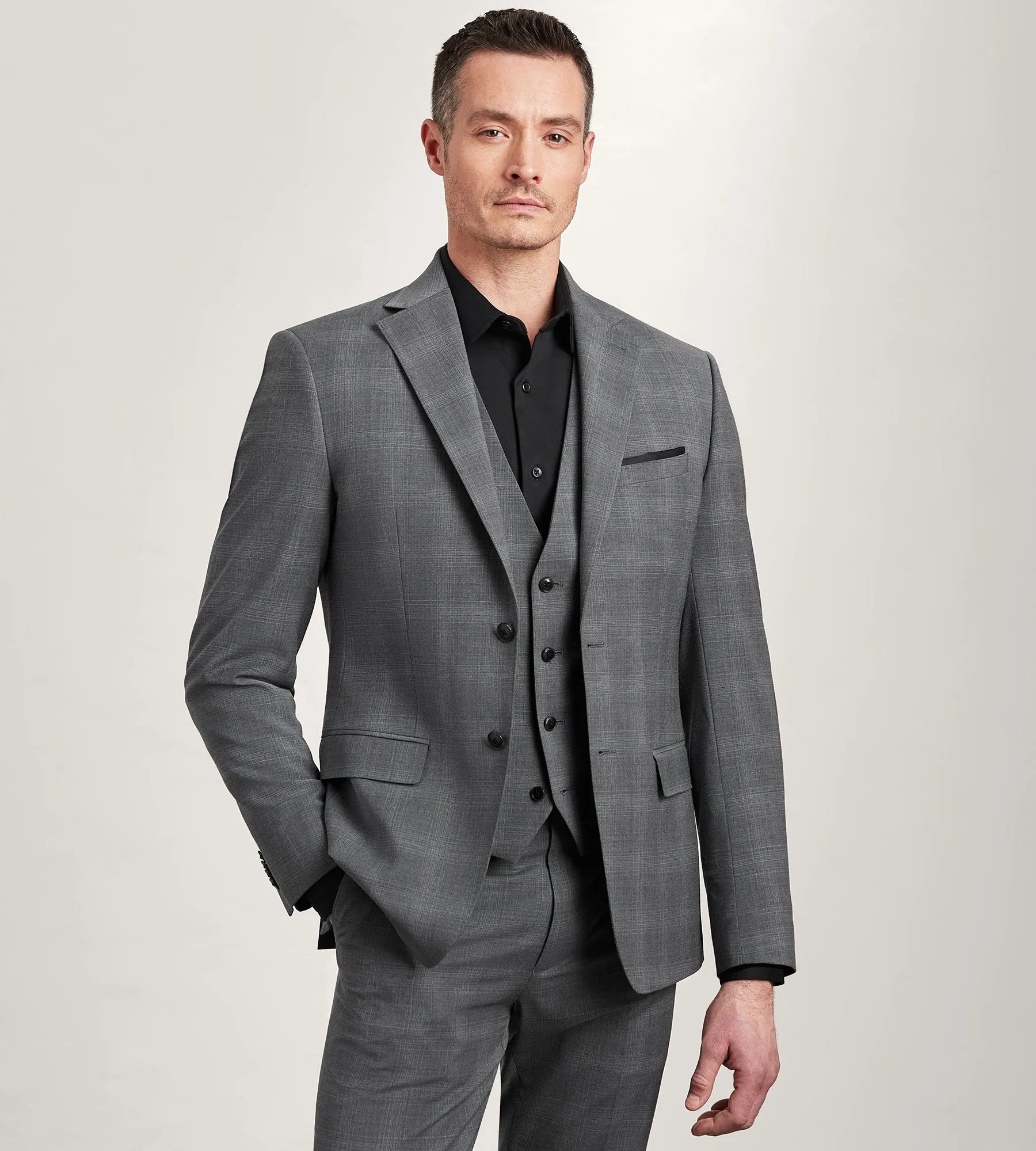 Grey Plaid Suit Vest sold by Tip Top product image thumbnail 4