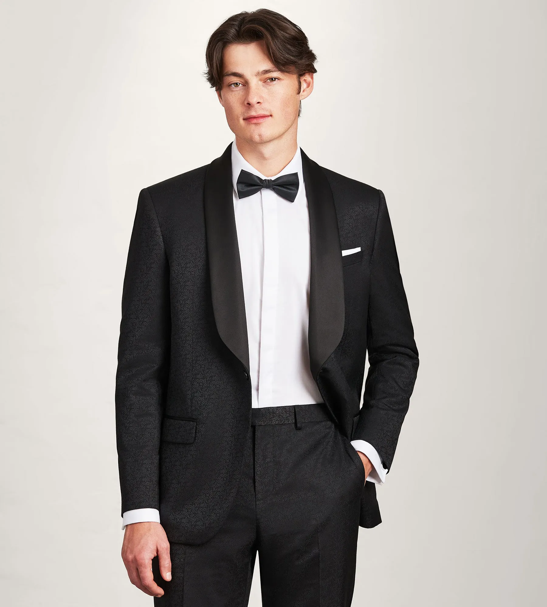 Modern Fit Black Jacquard Tuxedo Jacket sold by Tip Top