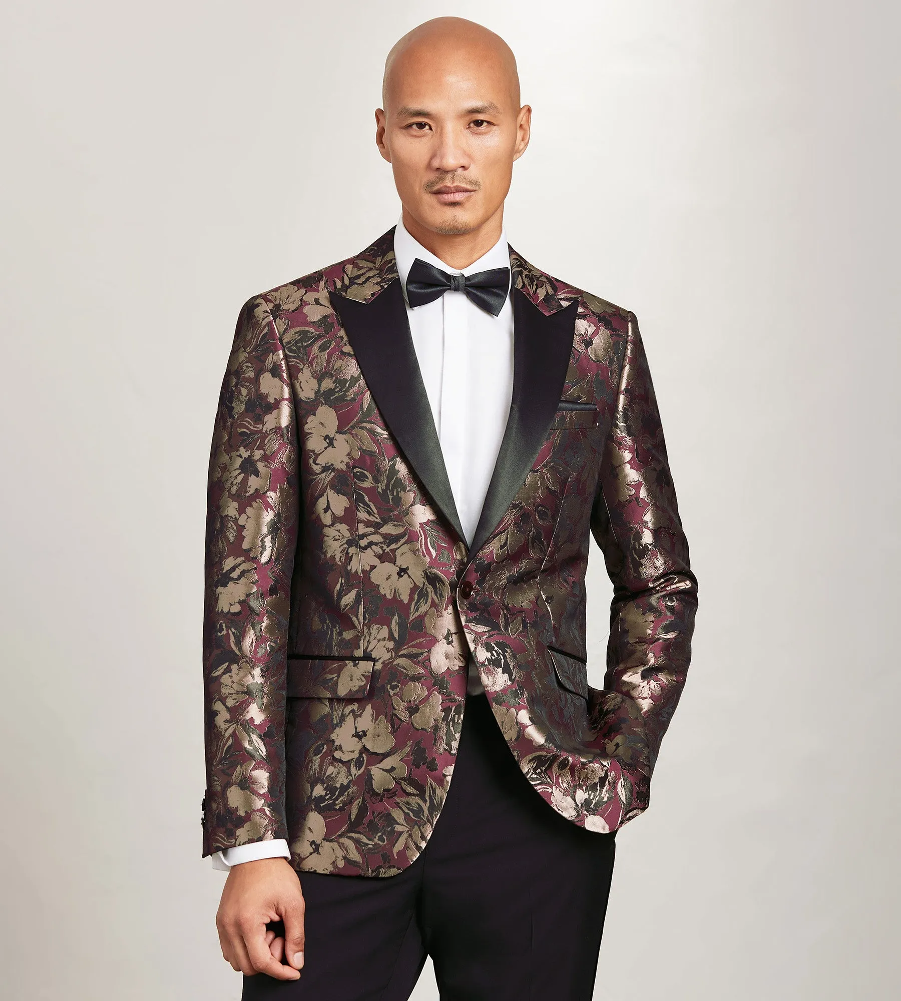Modern Fit Burgundy Jacquard Tuxedo Jacket sold by Tip Top