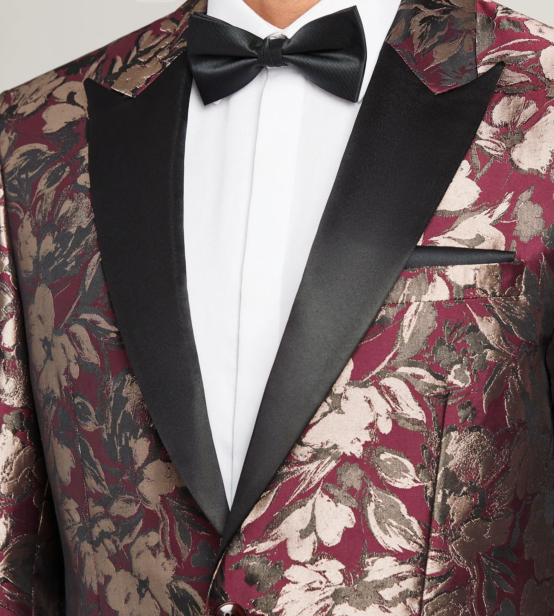 Slim Fit Burgundy Jacquard Tuxedo Jacket sold by Tip Top product image thumbnail 2