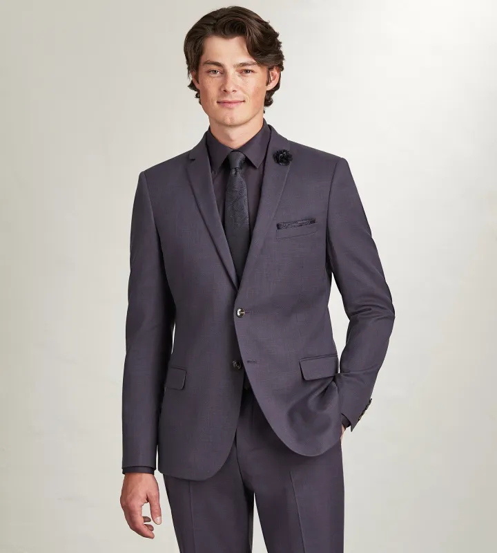 Slim Fit Deep Purple Solid Suit Jacket made by G GRAFTON