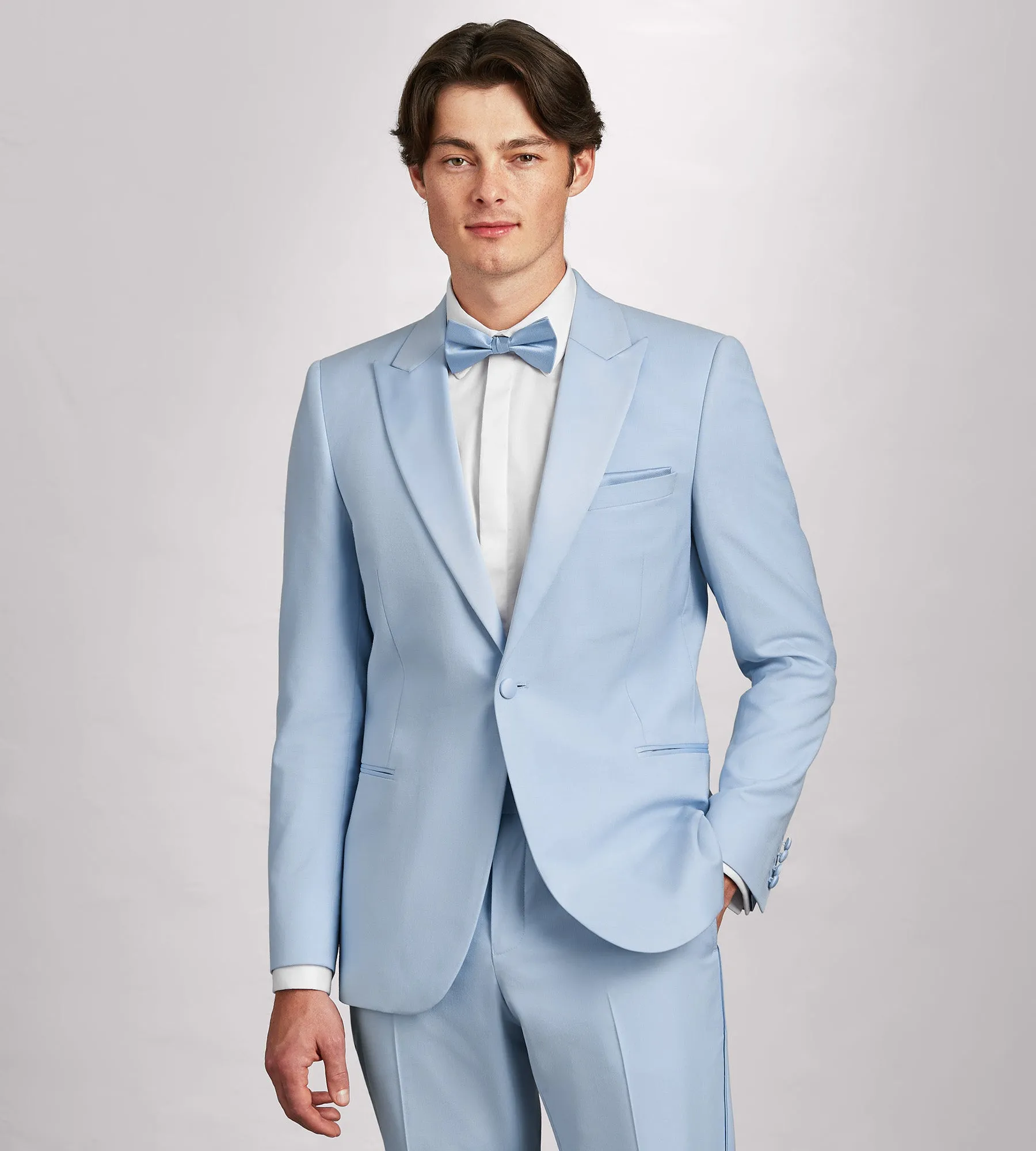 Slim Fit Light Blue Solid Tuxedo sold by Tip Top