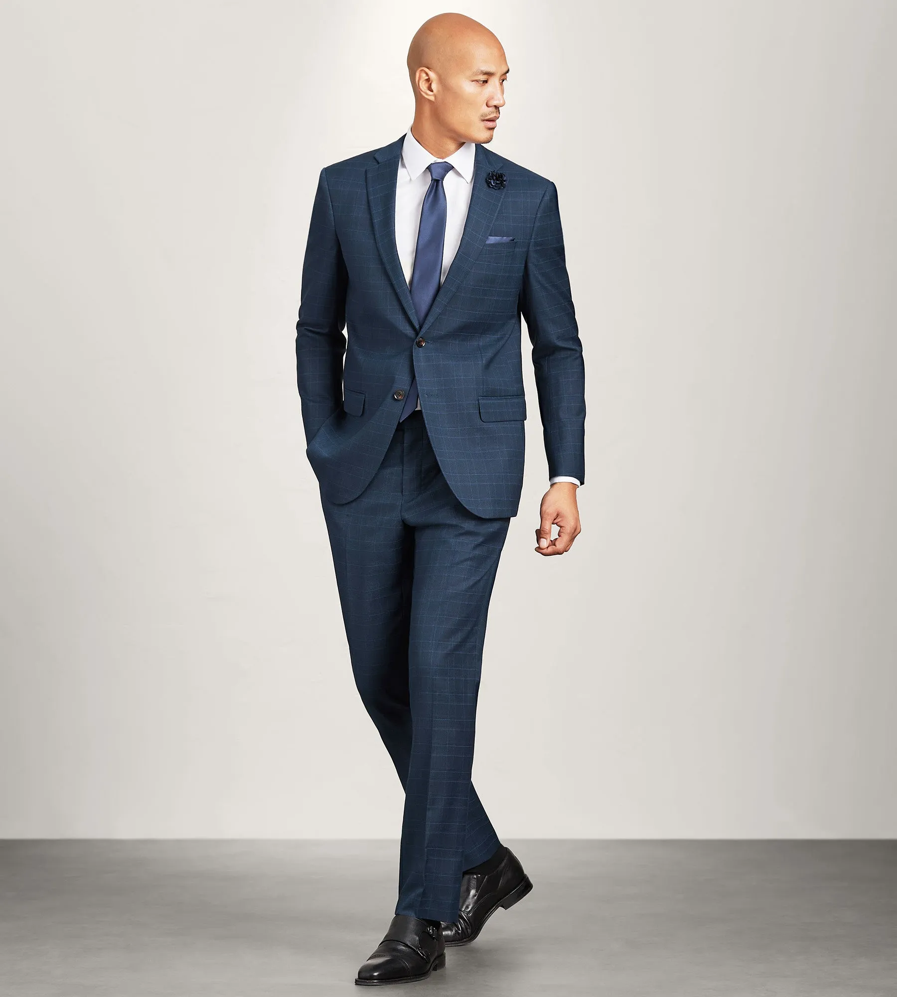 Modern Fit Navy Plaid Suit sold by Tip Top product image thumbnail 3