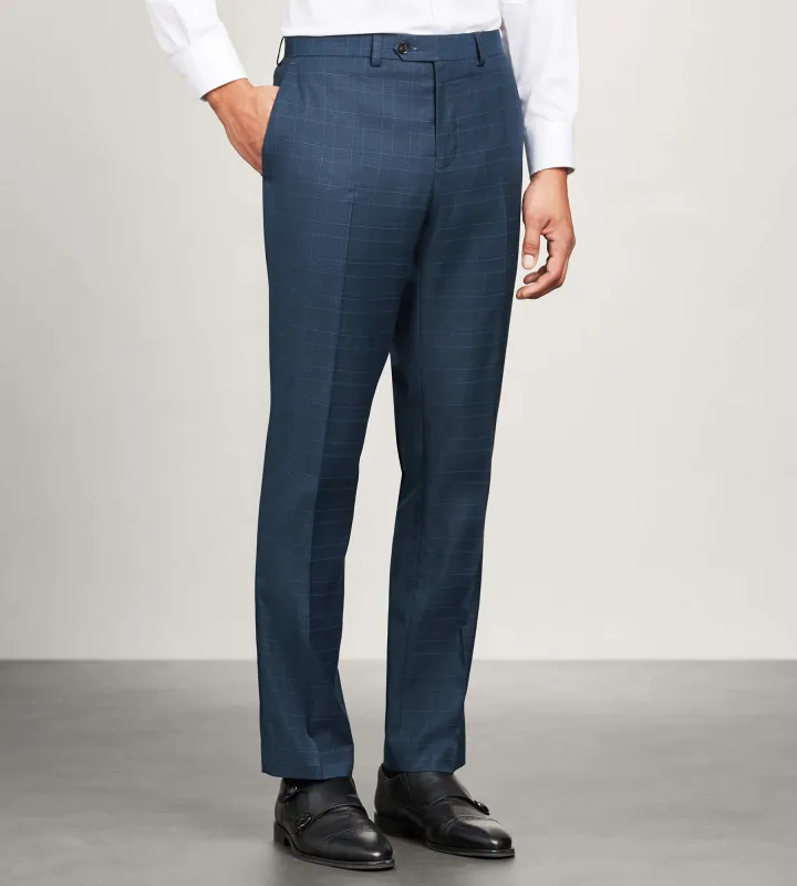 Slim Fit Navy Plaid Suit Pants sold by Tip Top
