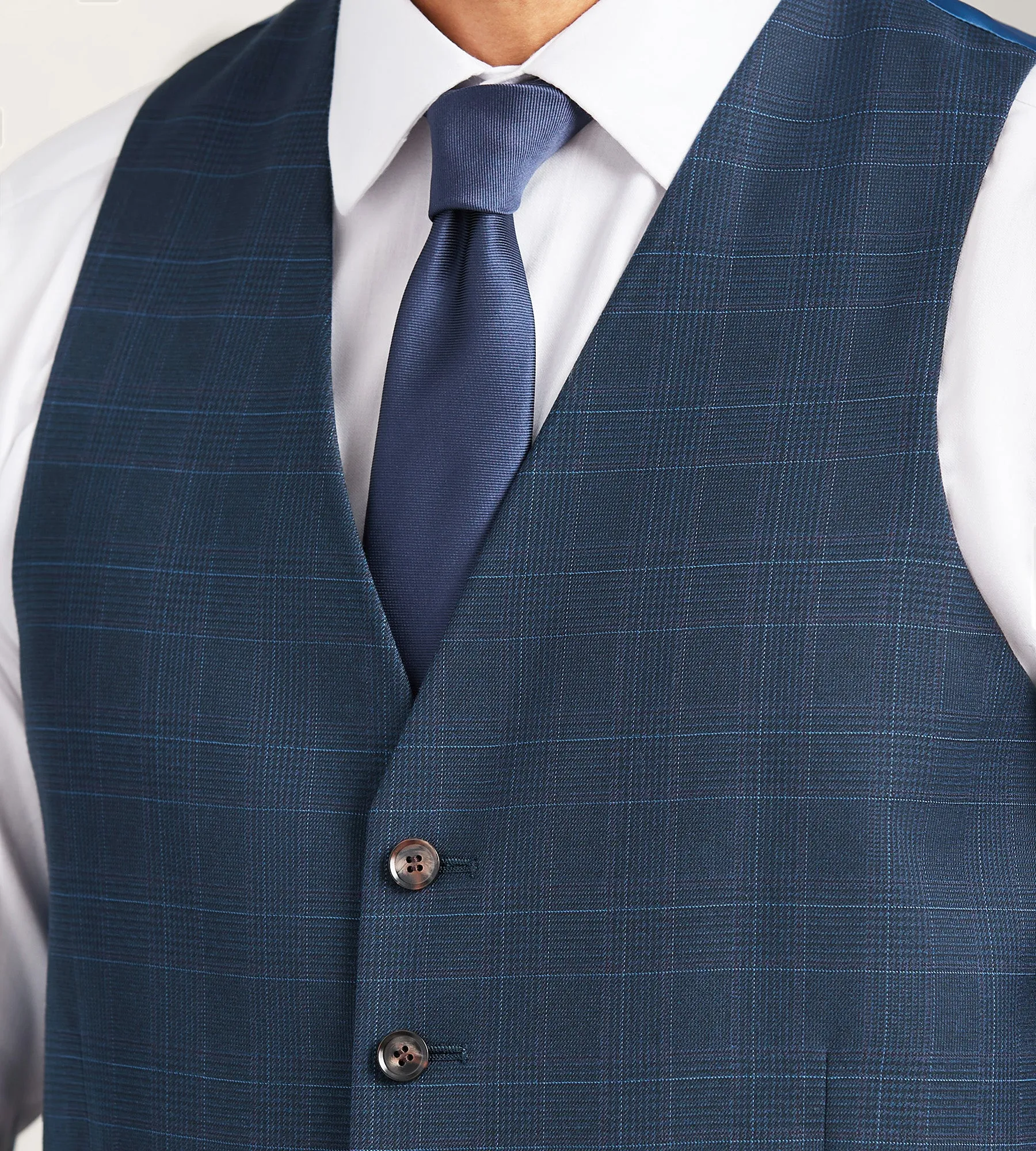 Navy Plaid Suit Vest sold by Tip Top product image thumbnail 2