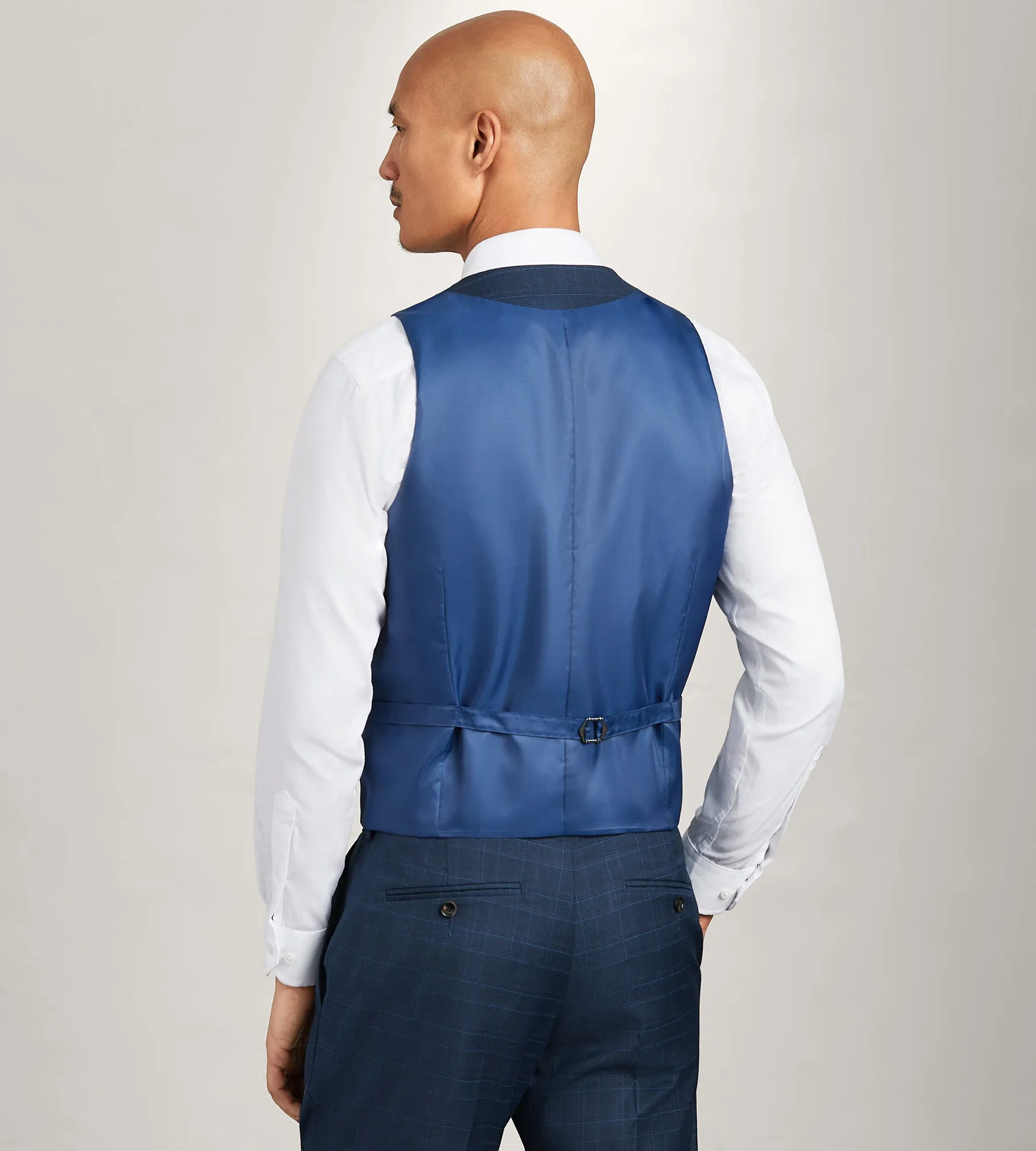 Navy Plaid Suit Vest sold by Tip Top product image thumbnail 3