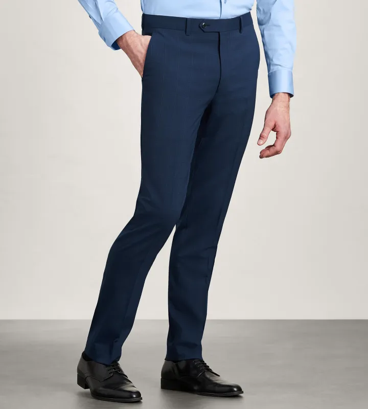 Slim Fit Blue Windowpane Suit Pants sold by Tip Top