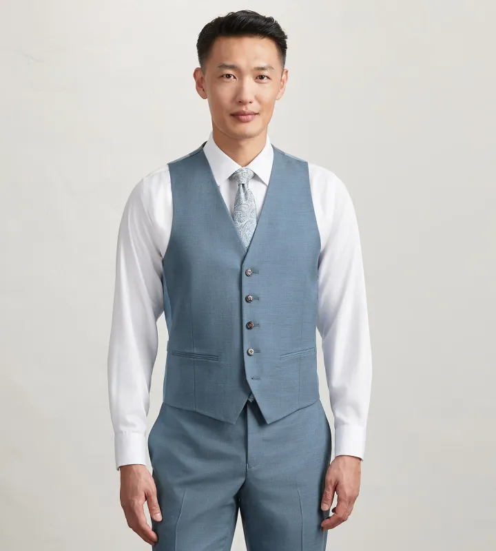 Oxford Blue Solid Suit Vest sold by Tip Top