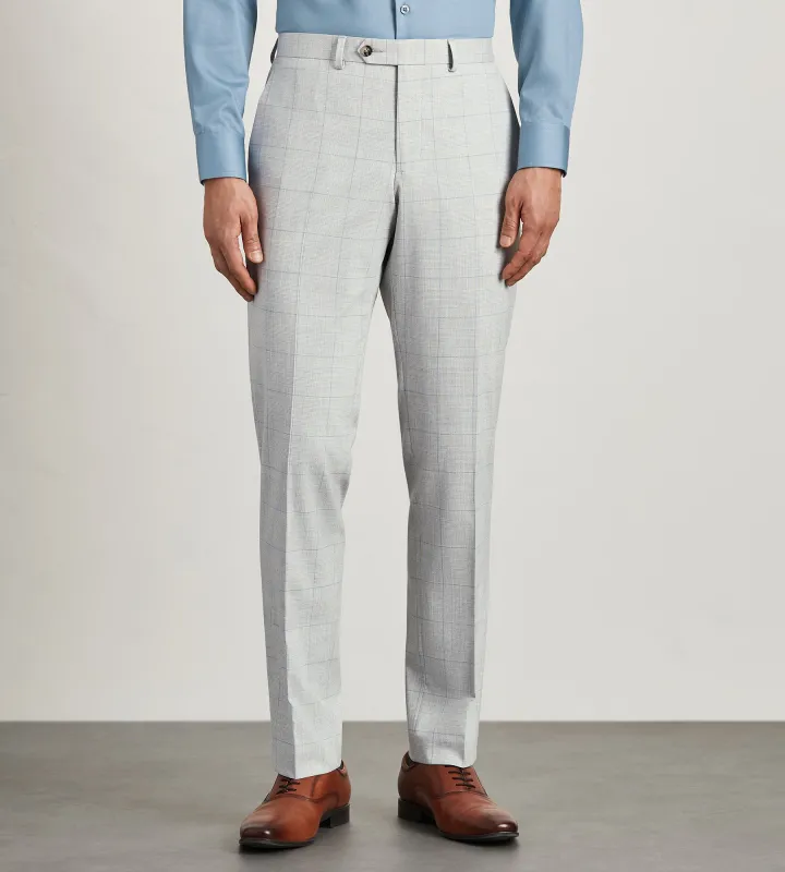 Slim Fit Light Grey Plaid Suit Pants sold by Tip Top