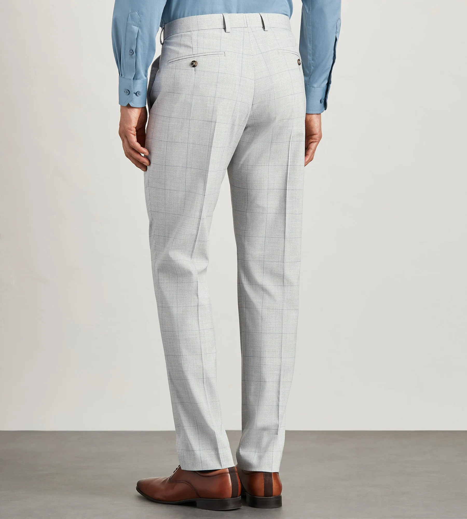 Slim Fit Light Grey Plaid Suit Pants sold by Tip Top product image thumbnail 3