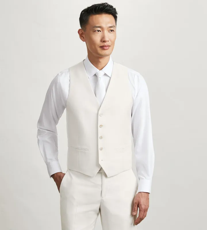 Off White Solid Suit Vest sold by Tip Top