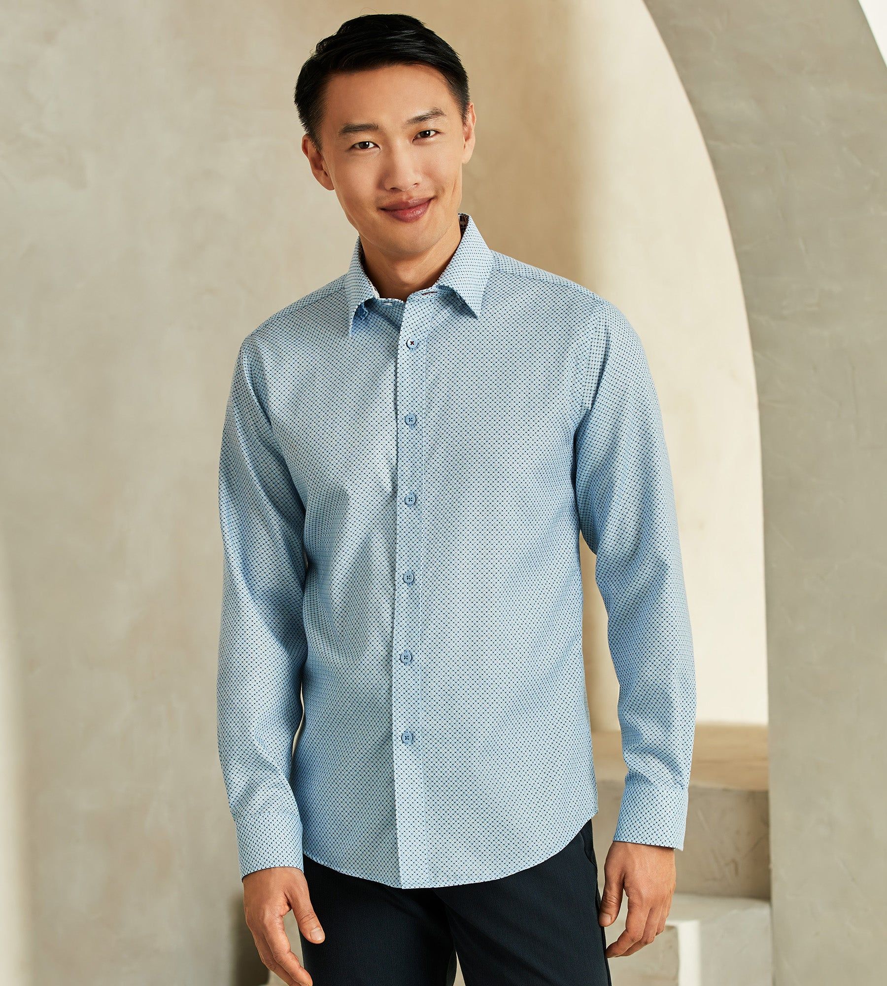 Modern Fit Non-Iron Geo Print Long-Sleeve Sport Shirt sold by Tip Top