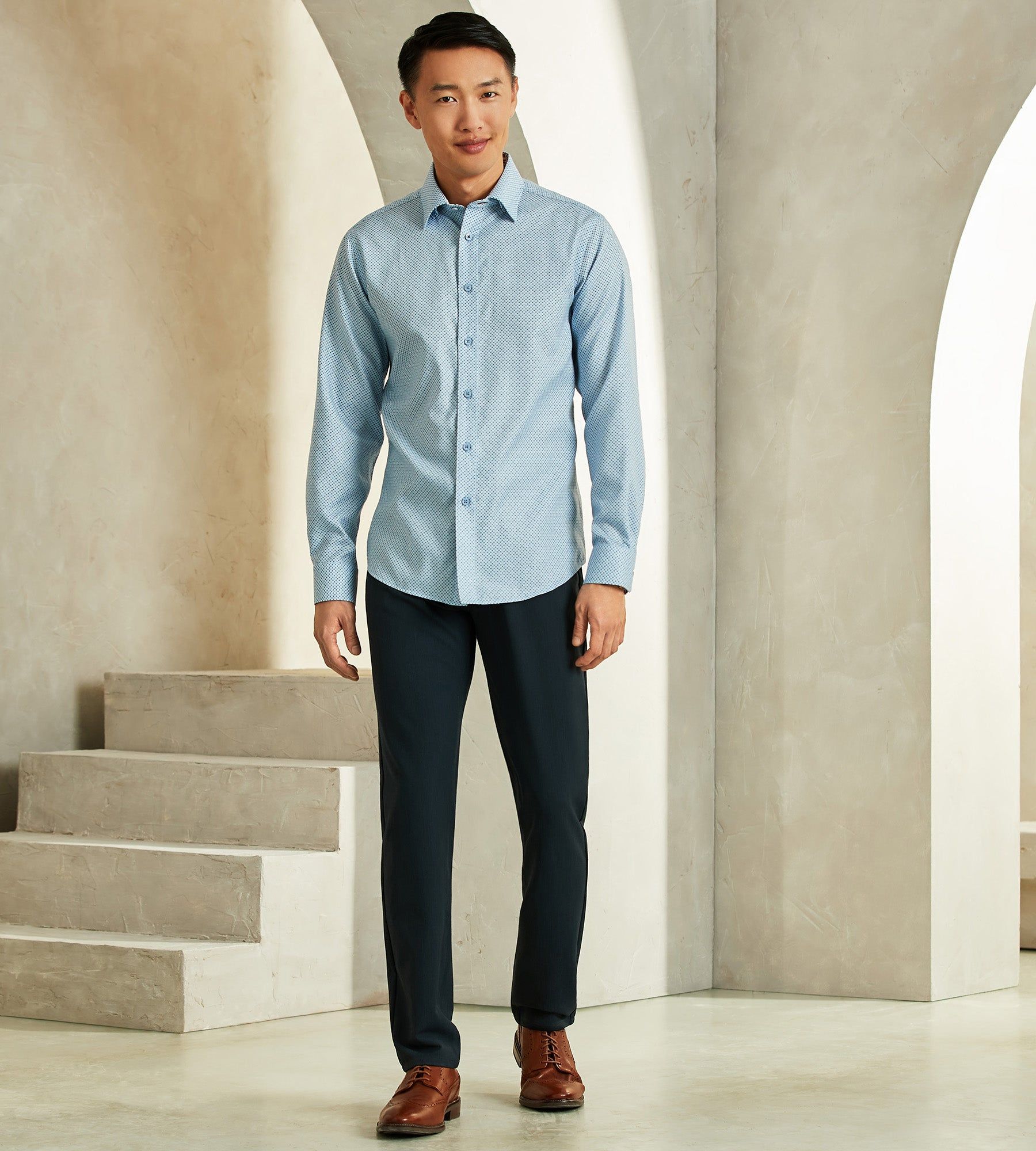 Modern Fit Non-Iron Geo Print Long-Sleeve Sport Shirt sold by Tip Top product image thumbnail 3