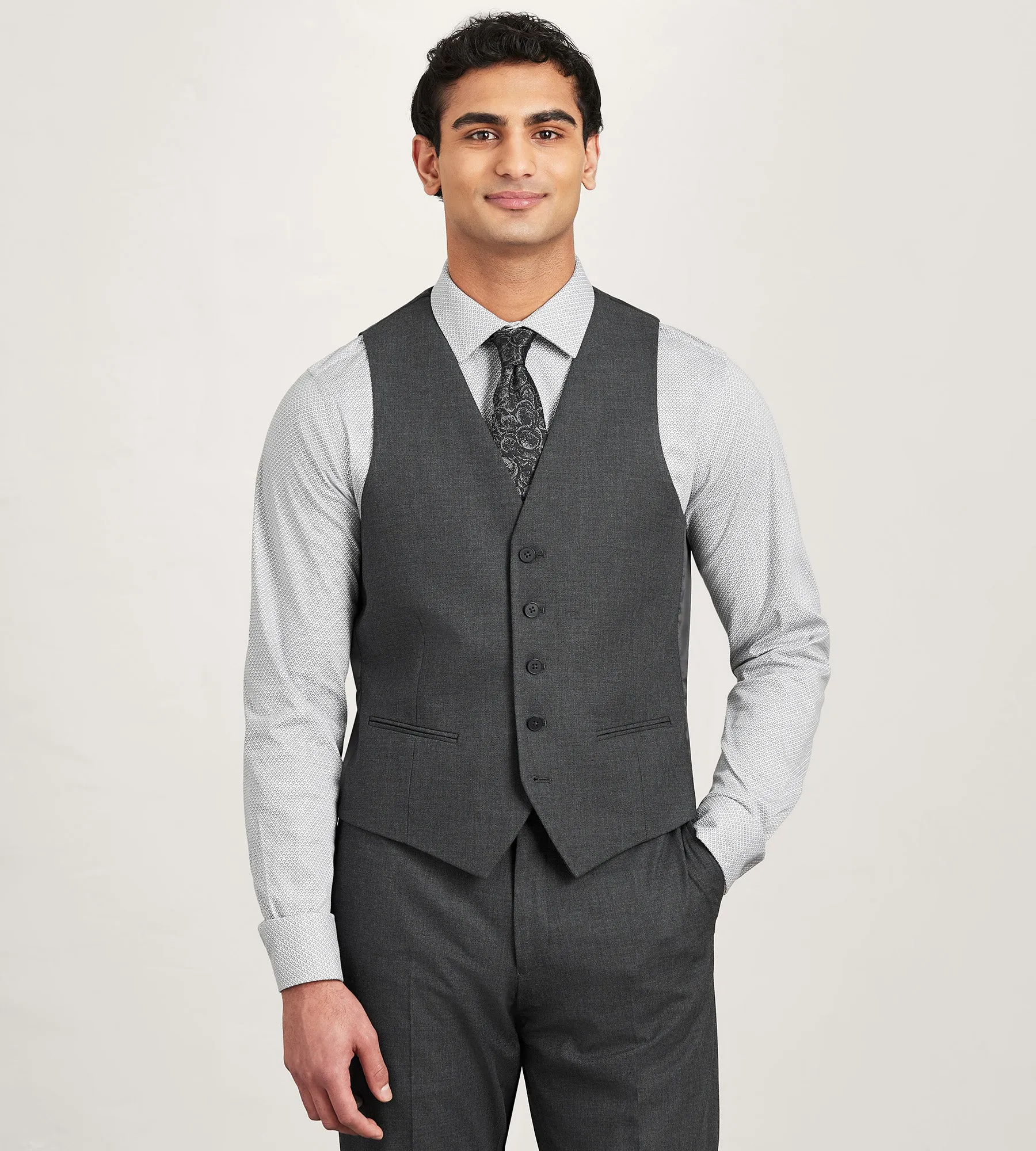 Modern Fit 360° Stretch Black Suit Separate Vest sold by Tip Top