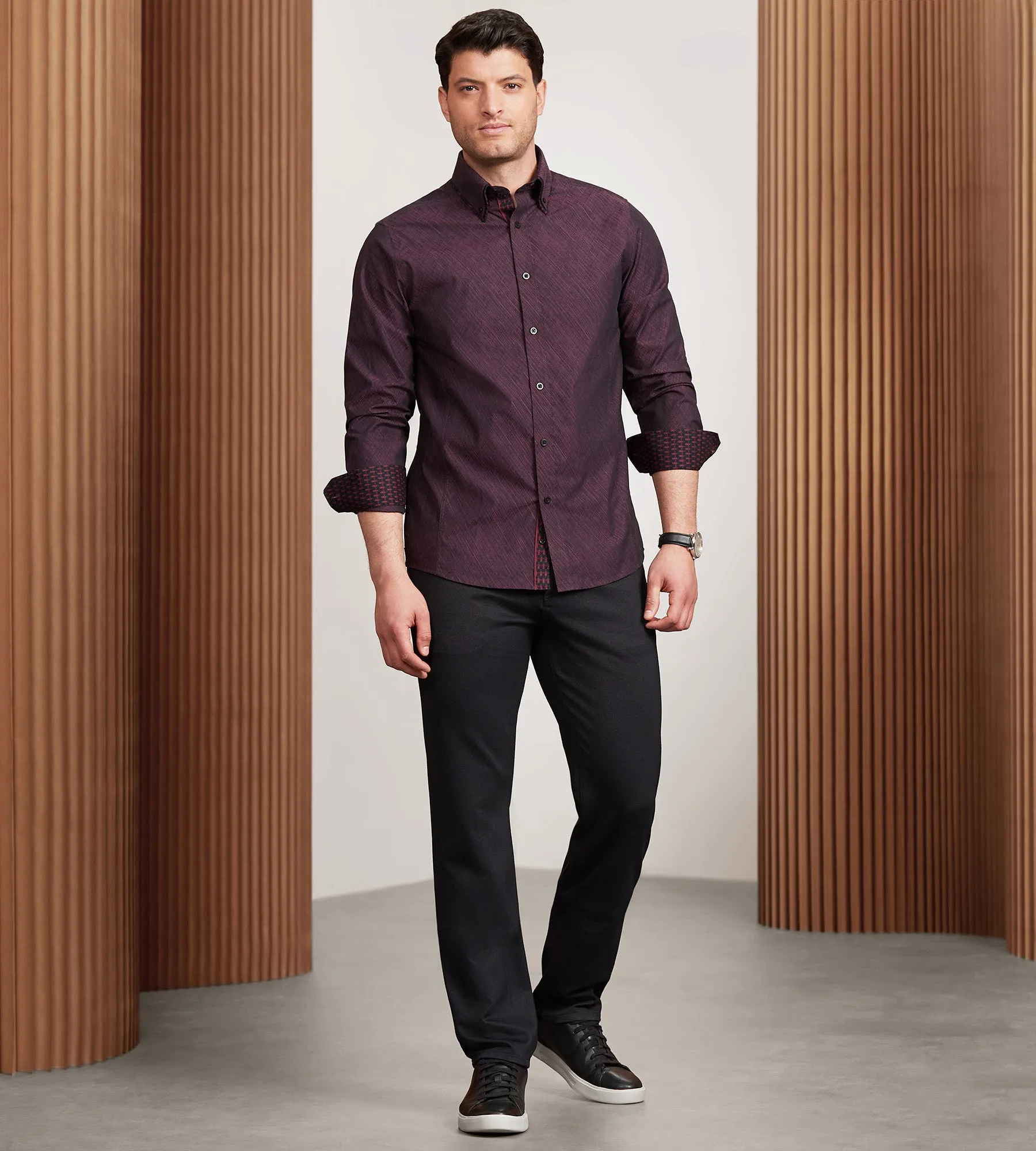 Modern Fit Long Sleeve Double Collar Textured Sport Shirt sold by Tip Top product image thumbnail 3