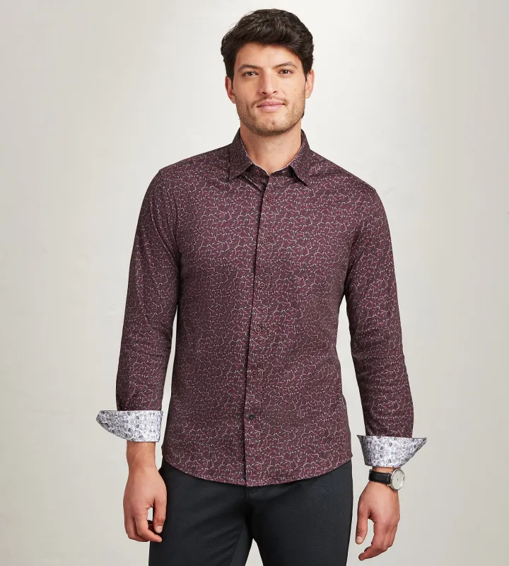 Long Sleeve 360 Stretch Botanical Print Casual Shirt sold by Tip Top