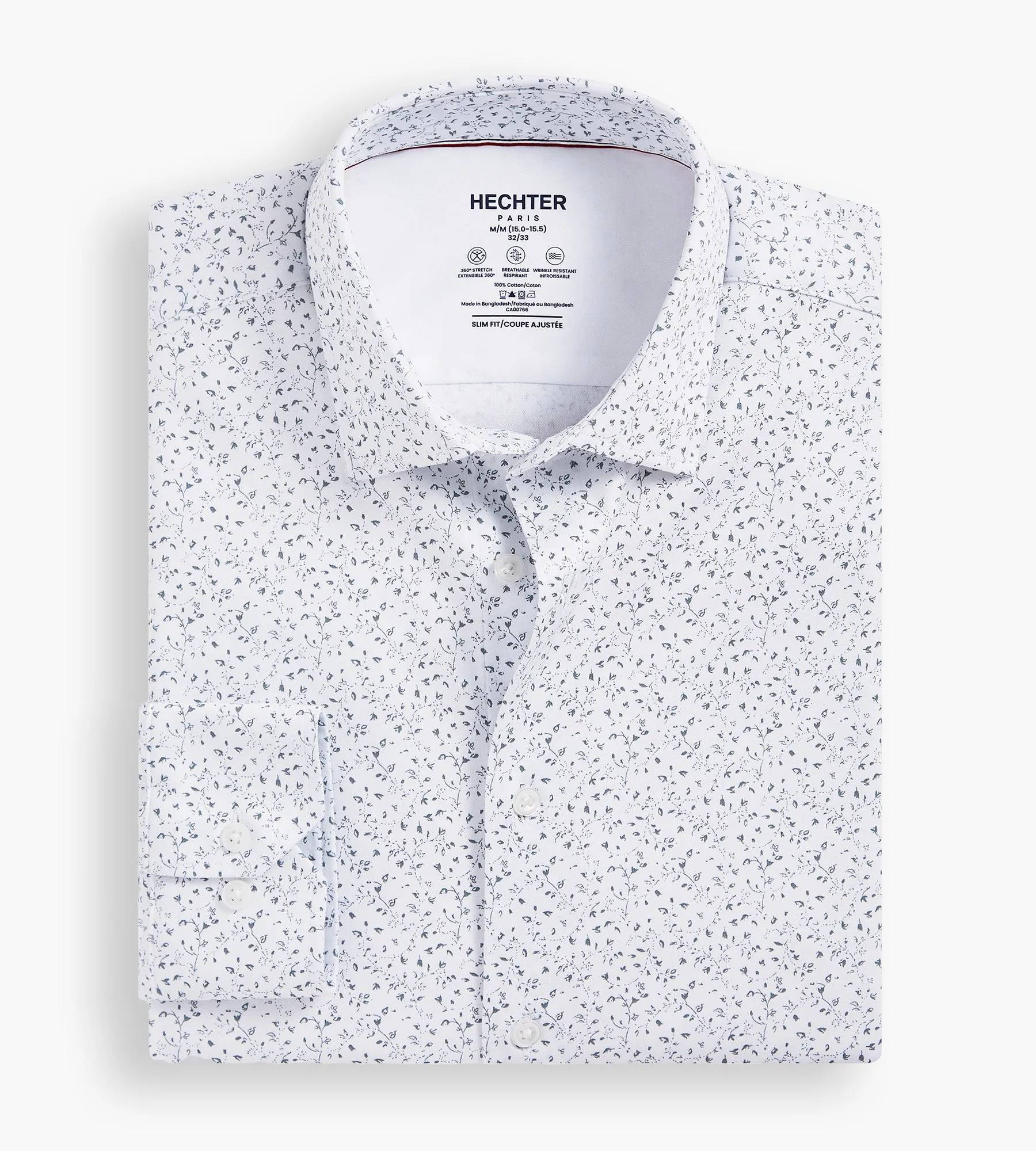 Slim Fit 360° Stretch Soft Touch Botanical Print Jersey Dress Shirt sold by Tip Top