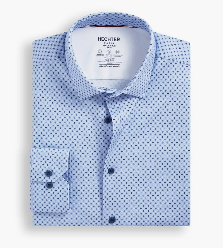 Slim Fit 360° Stretch Soft Touch Geo Print Jersey Dress Shirt sold by Tip Top